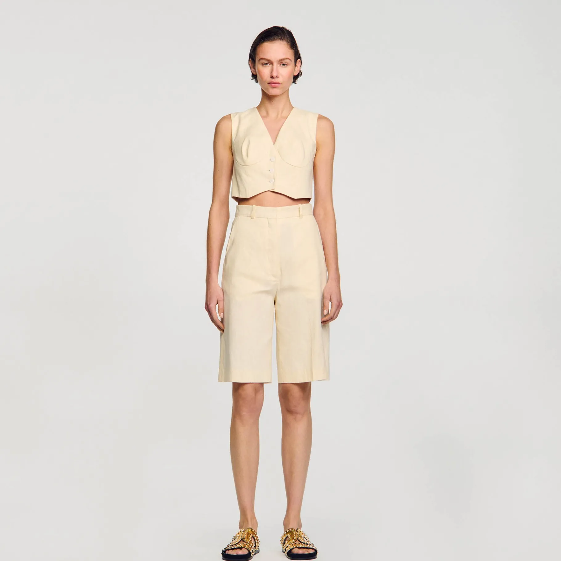 Cheap SANDRO Bermuda Droit Ecru
