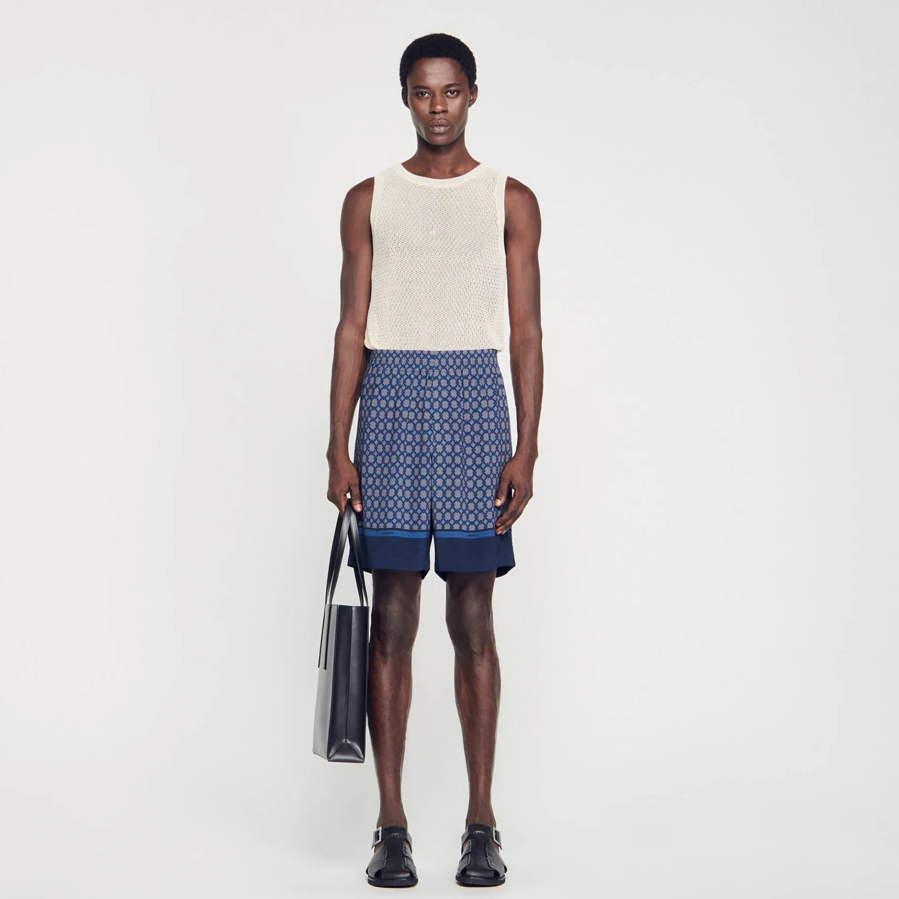 Discount SANDRO Bermuda Imprimé Marine