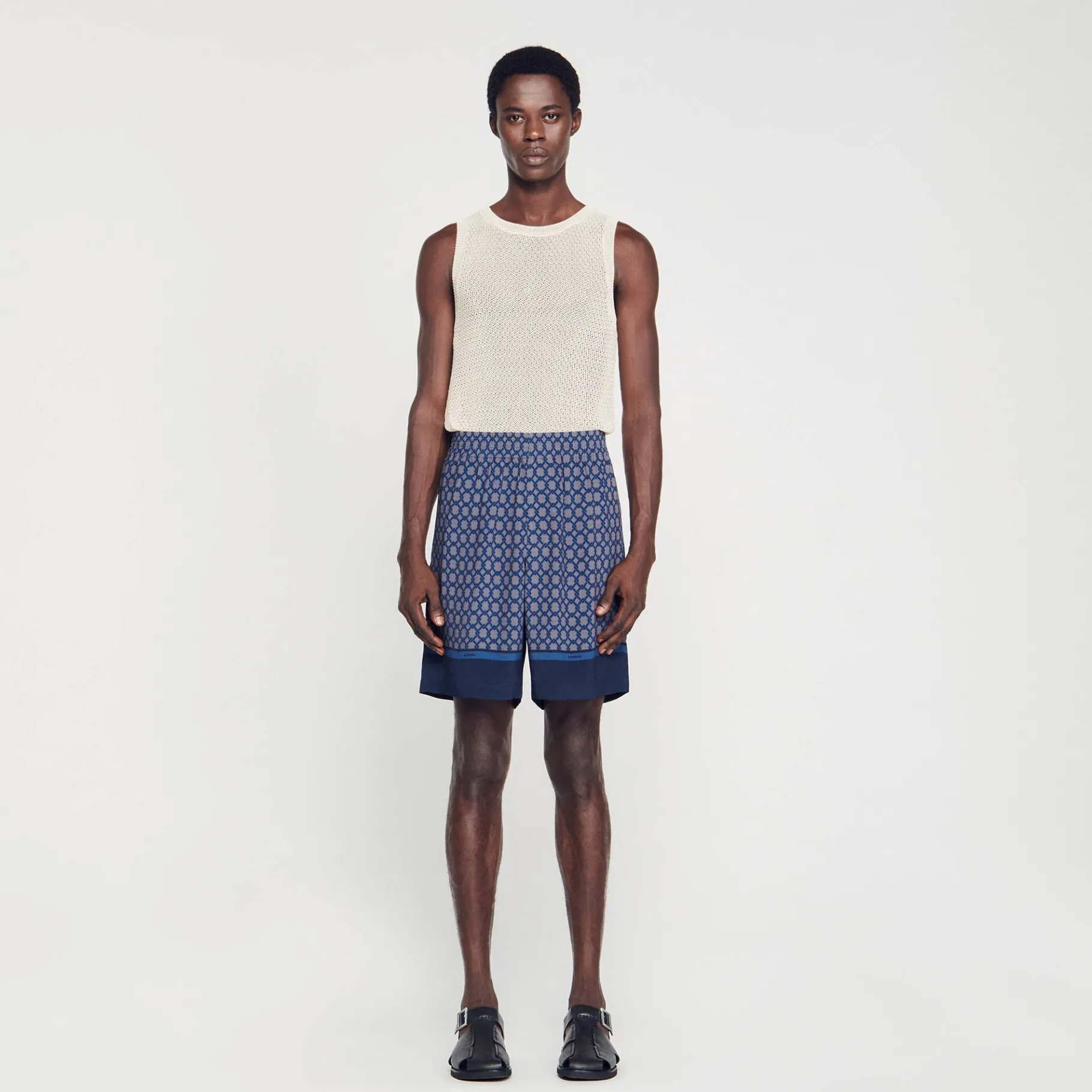 Discount SANDRO Bermuda Imprimé Marine