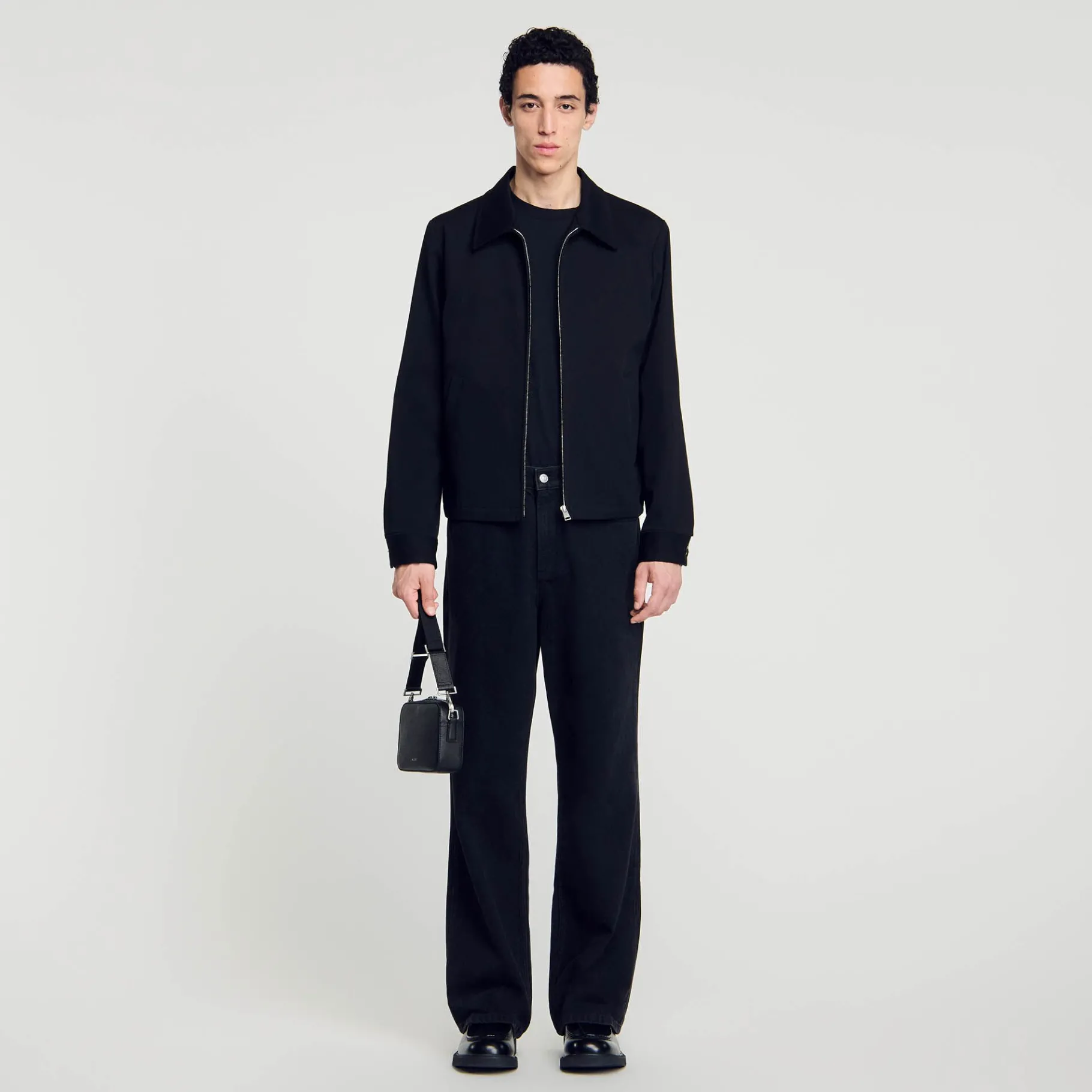 Shop SANDRO Blouson En Coton Noir