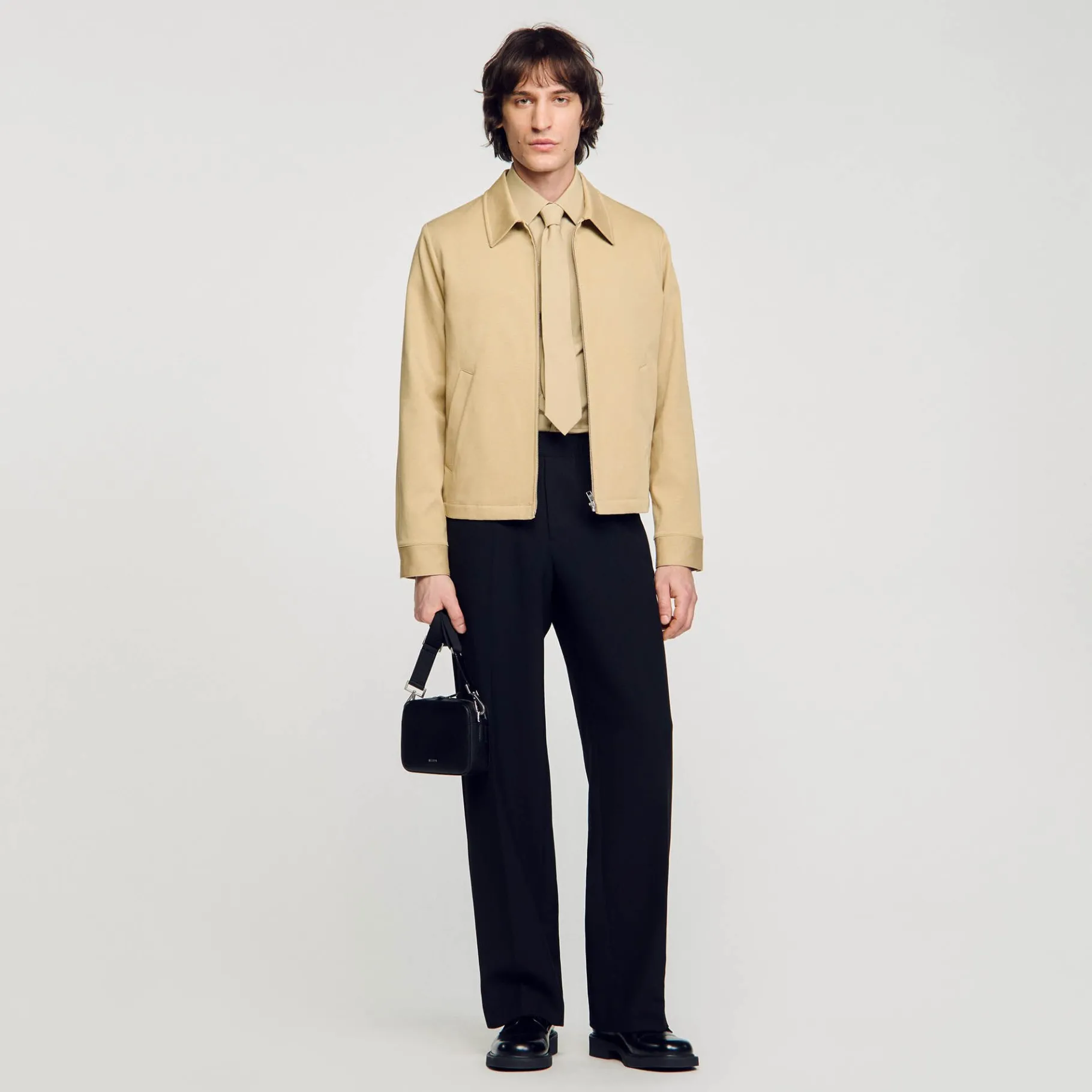 Outlet SANDRO Blouson En Coton Sable clair