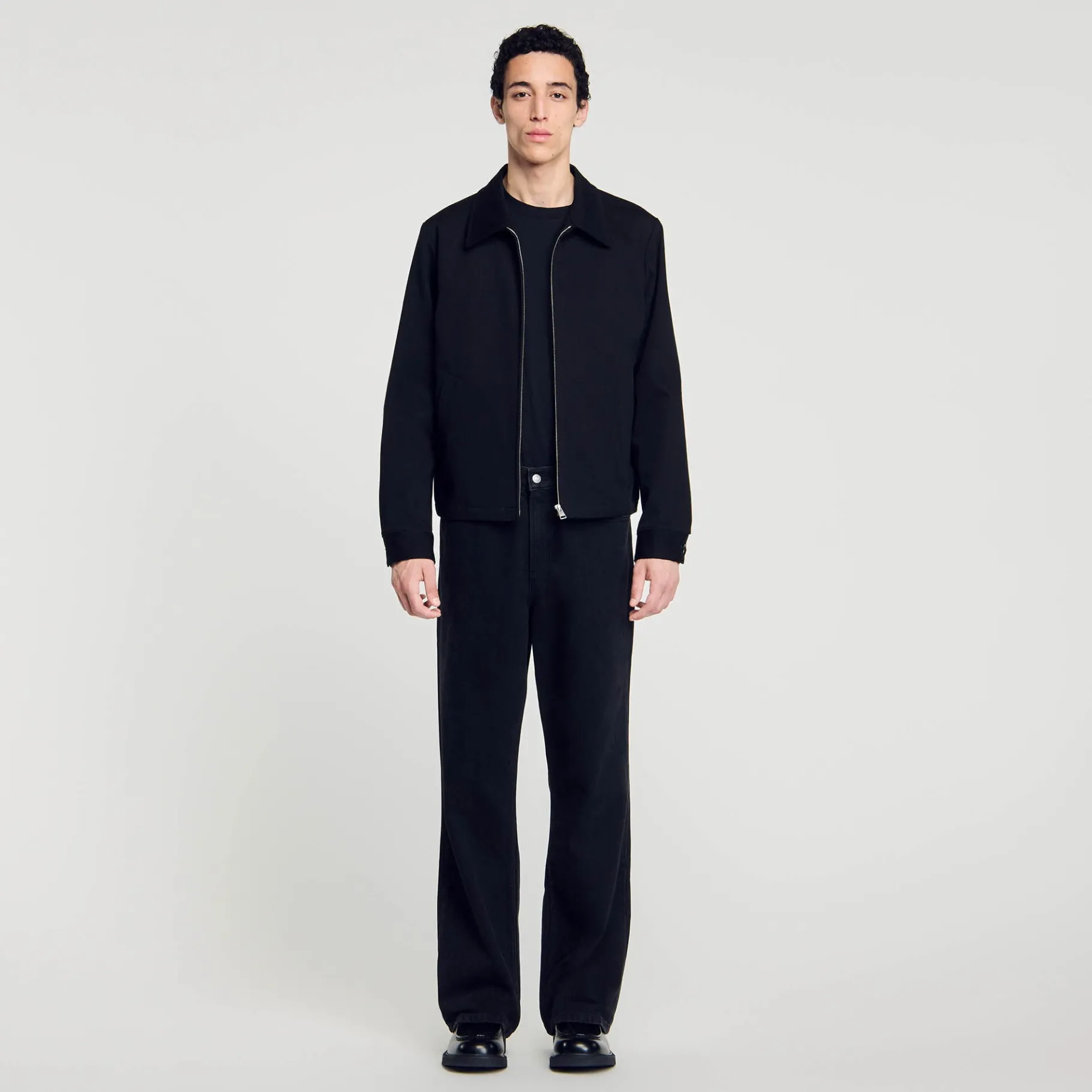 Shop SANDRO Blouson En Coton Noir
