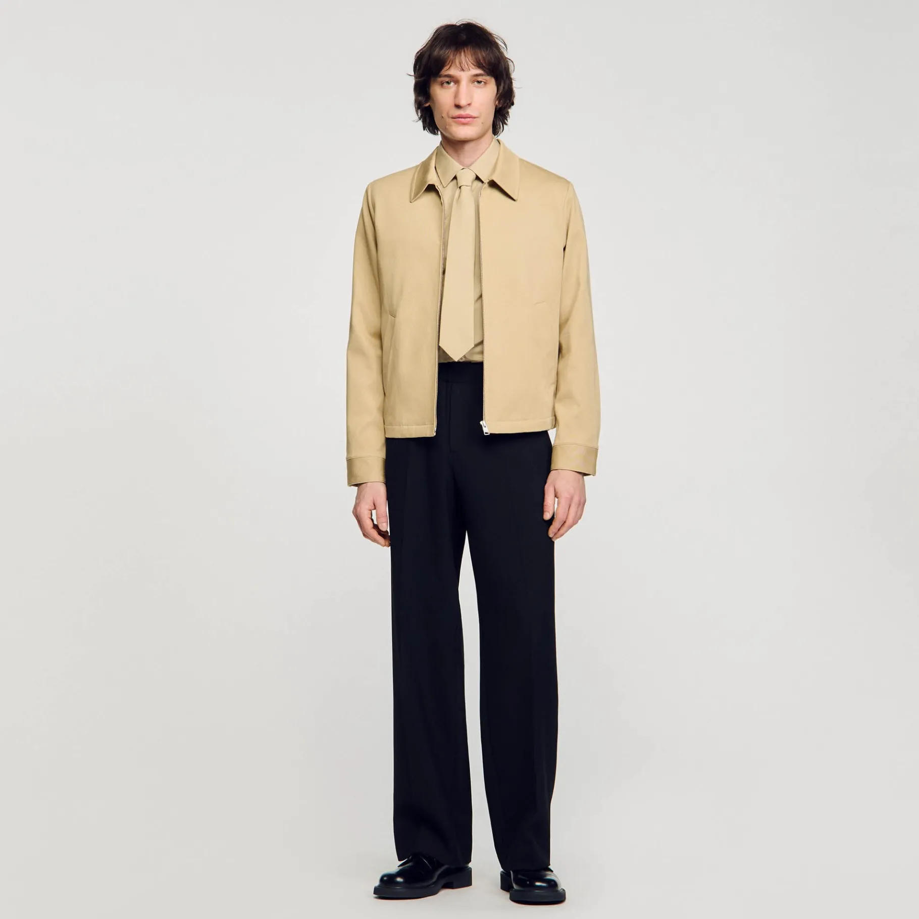 Outlet SANDRO Blouson En Coton Sable clair