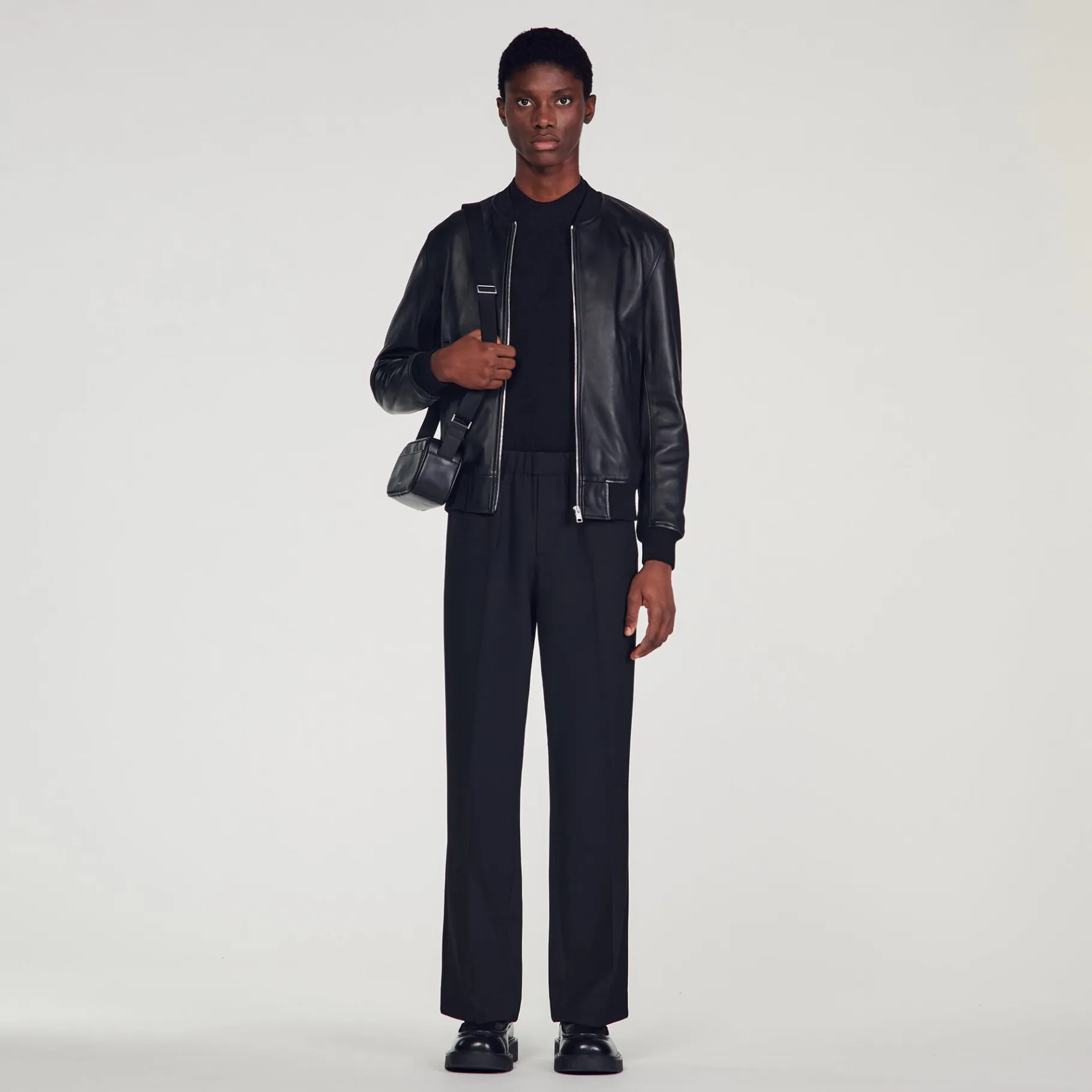 Best SANDRO Blouson En Cuir Noir
