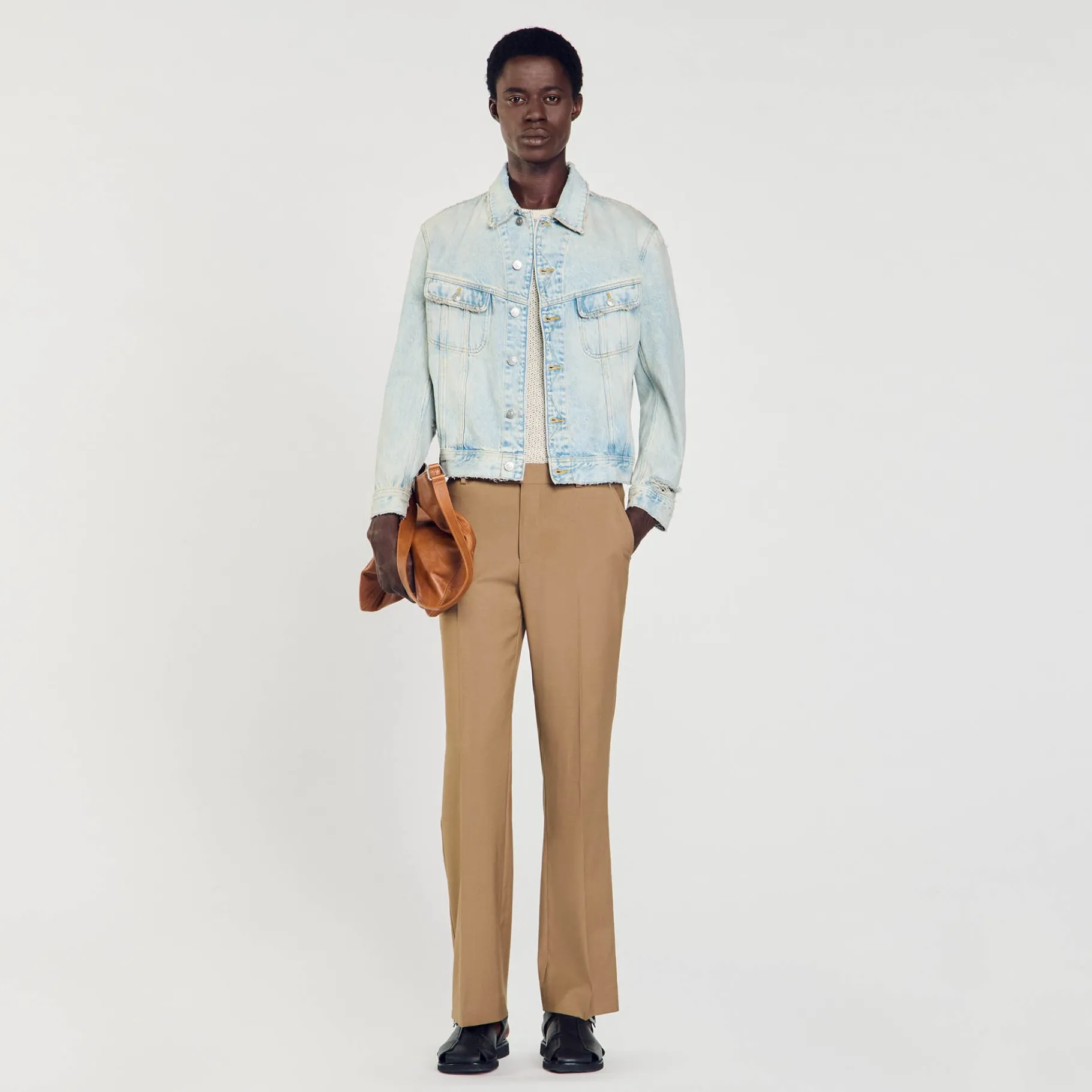Online SANDRO Blouson En Délavé denim