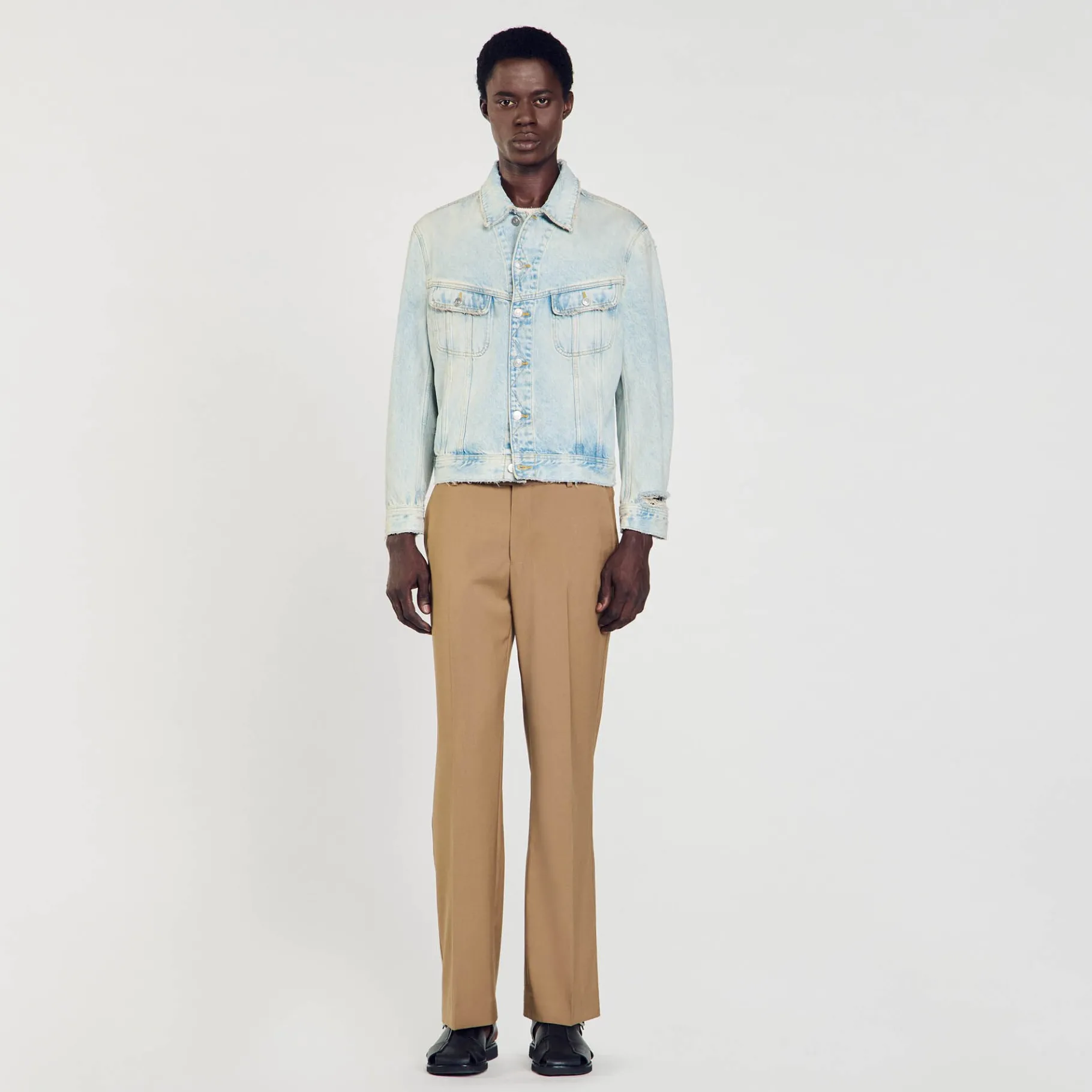 Online SANDRO Blouson En Délavé denim