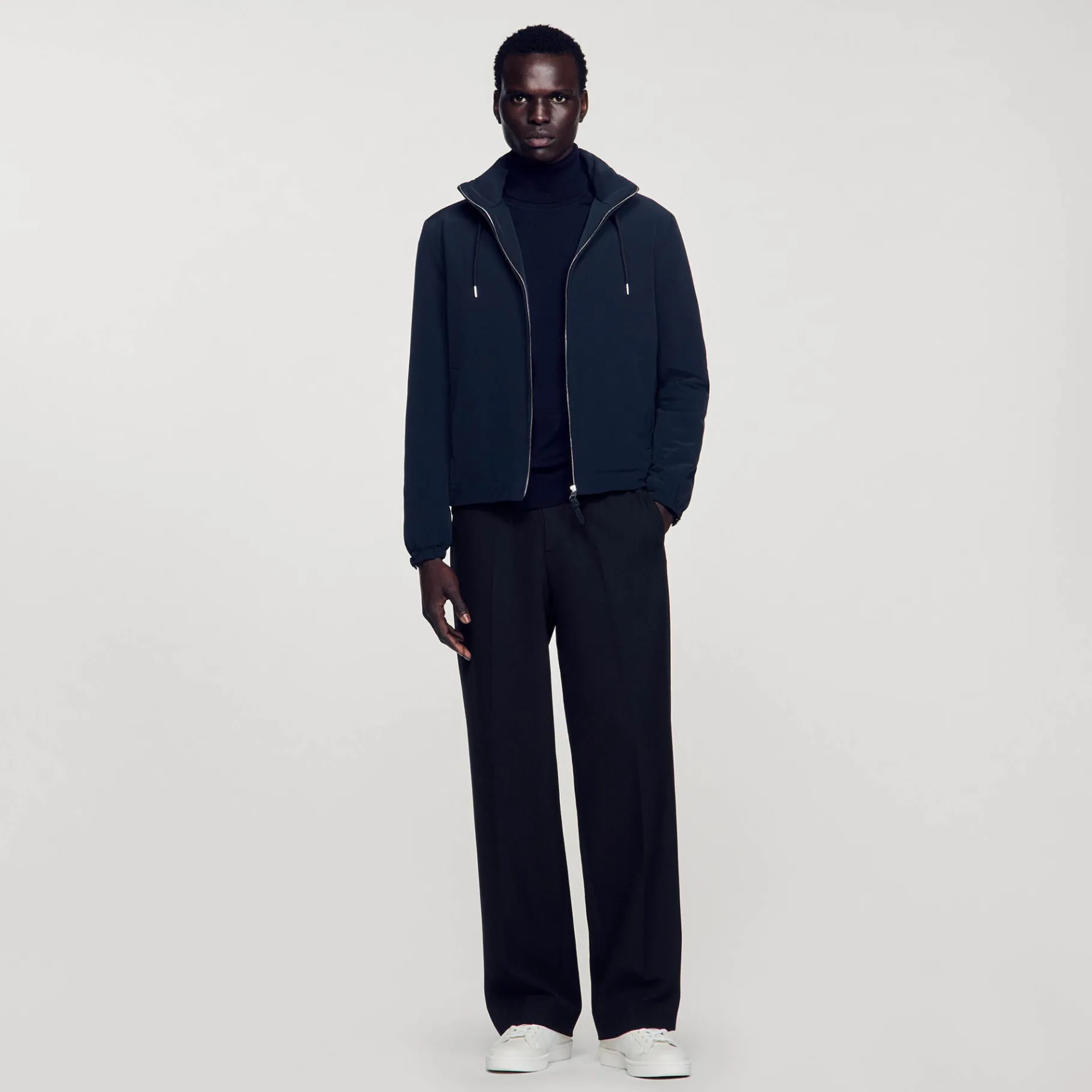 Outlet SANDRO Blouson En Tissu Technique Marine