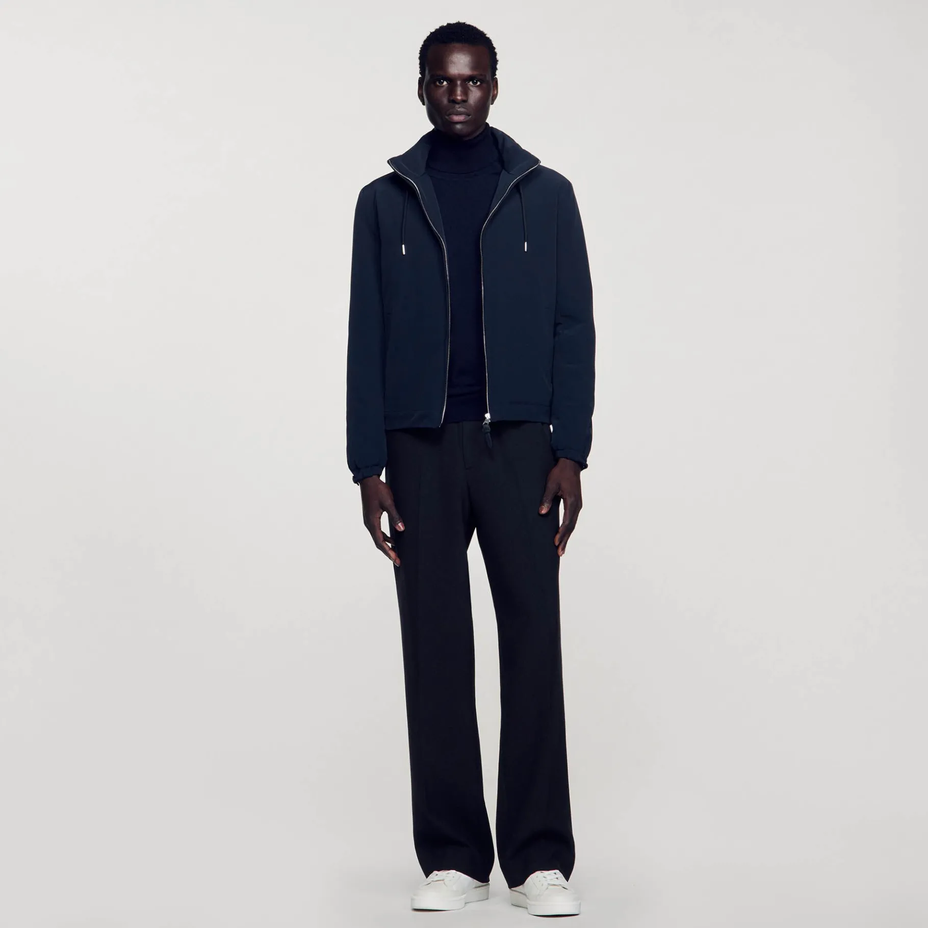 Outlet SANDRO Blouson En Tissu Technique Marine