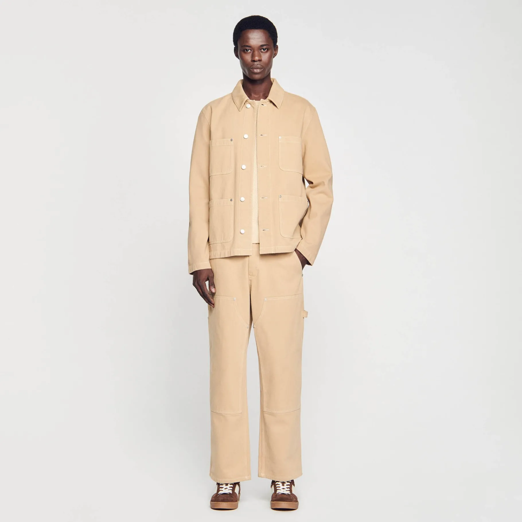 Cheap SANDRO Blouson Worker En Denim Beige