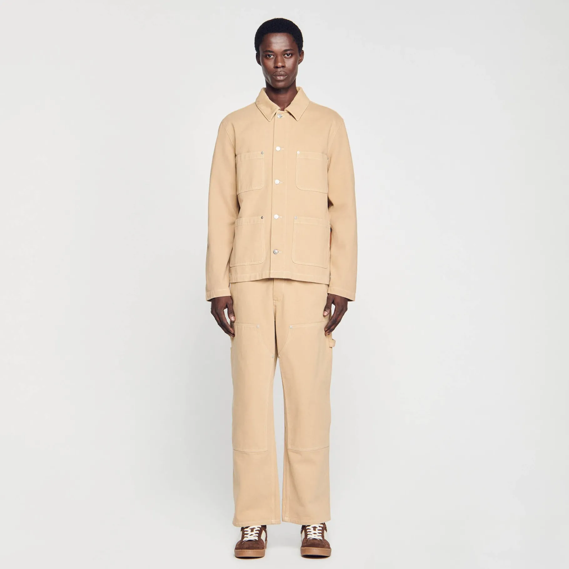 Cheap SANDRO Blouson Worker En Denim Beige