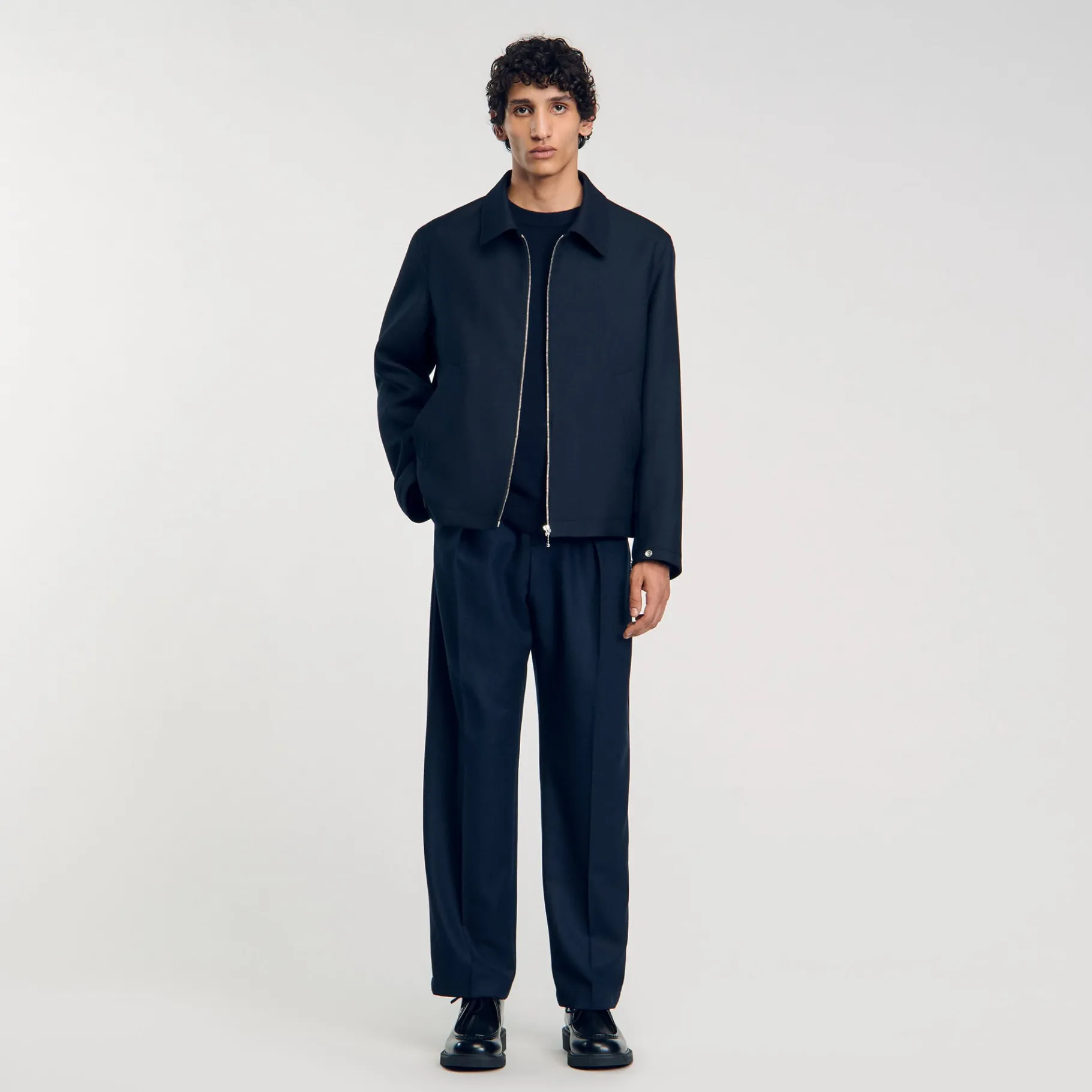 Sale SANDRO Blouson Zippé Deep Blue
