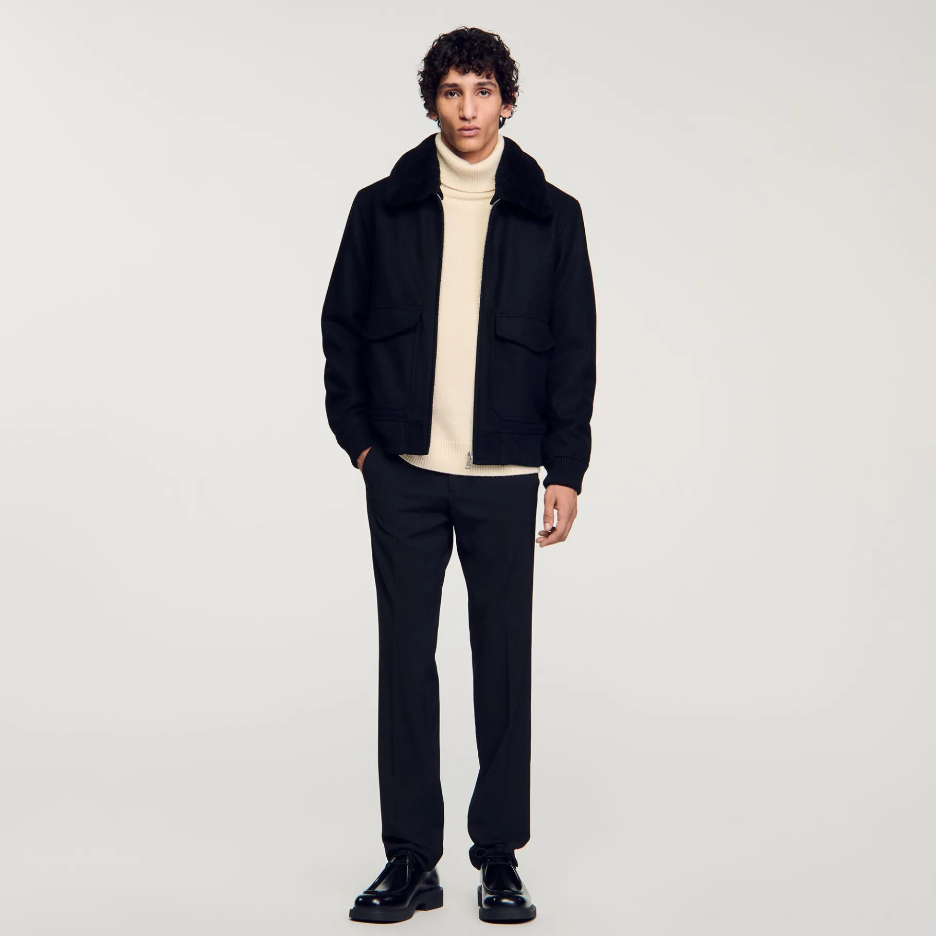 New SANDRO Blouson Zippé Noir