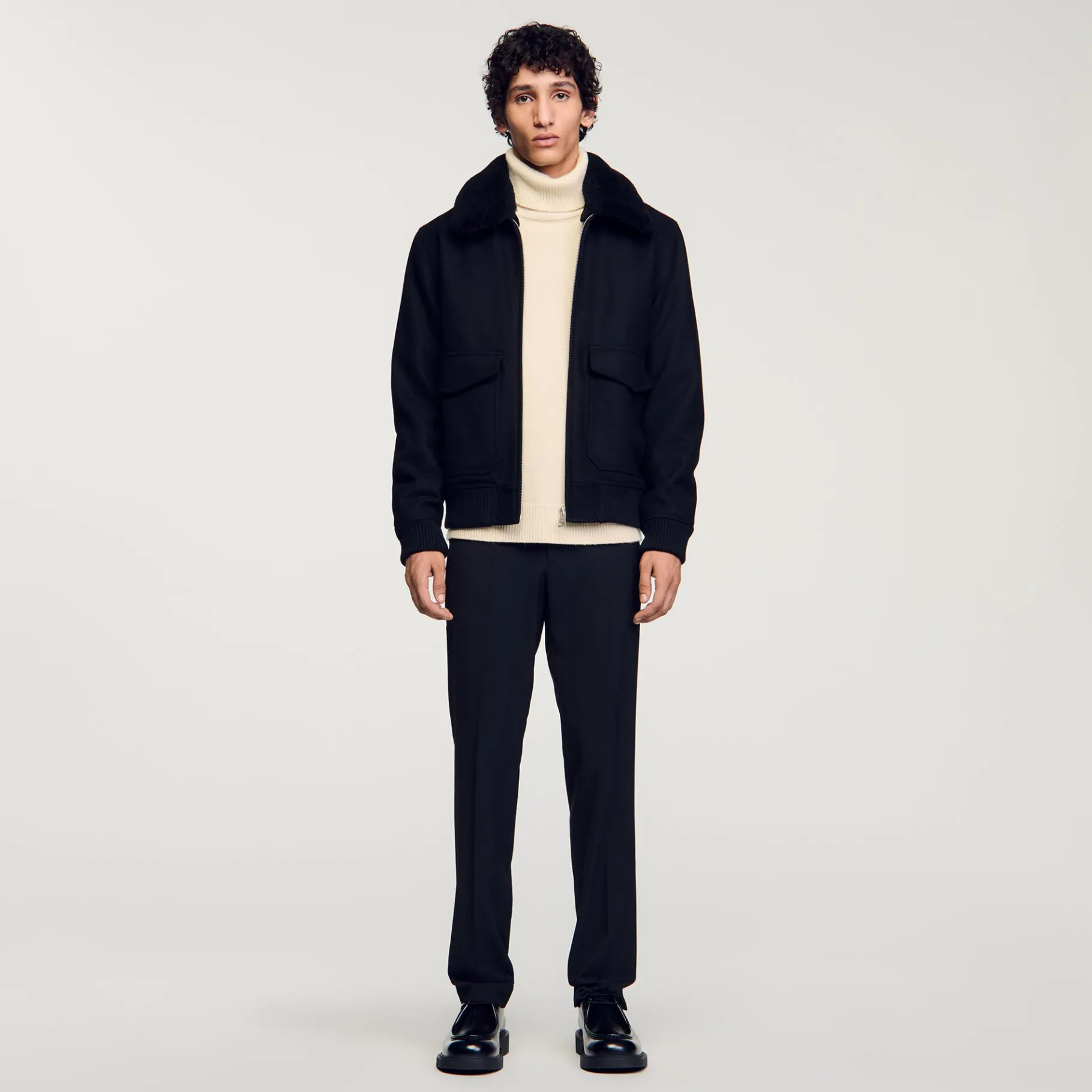 New SANDRO Blouson Zippé Noir
