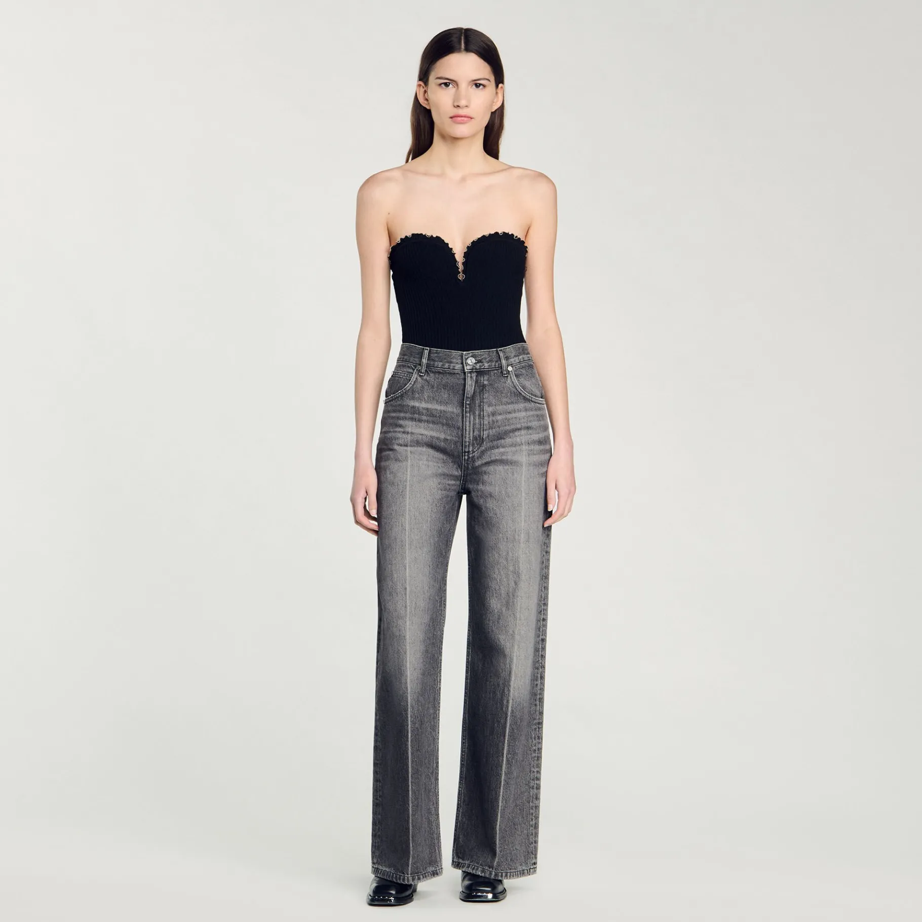 Outlet SANDRO Body Bustier En Maille Noir