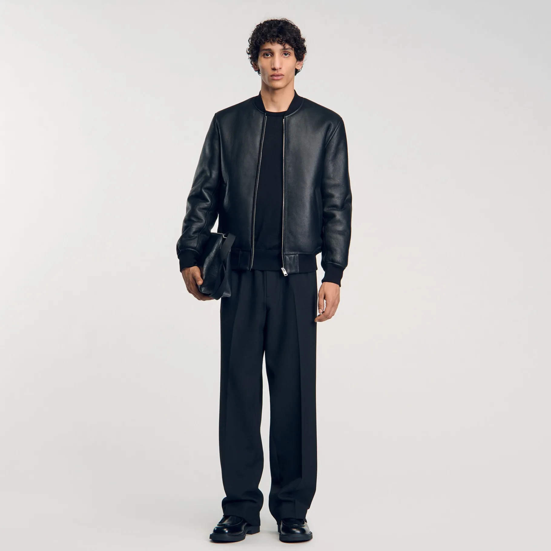 Best Sale SANDRO Bomber En Shearling Noir