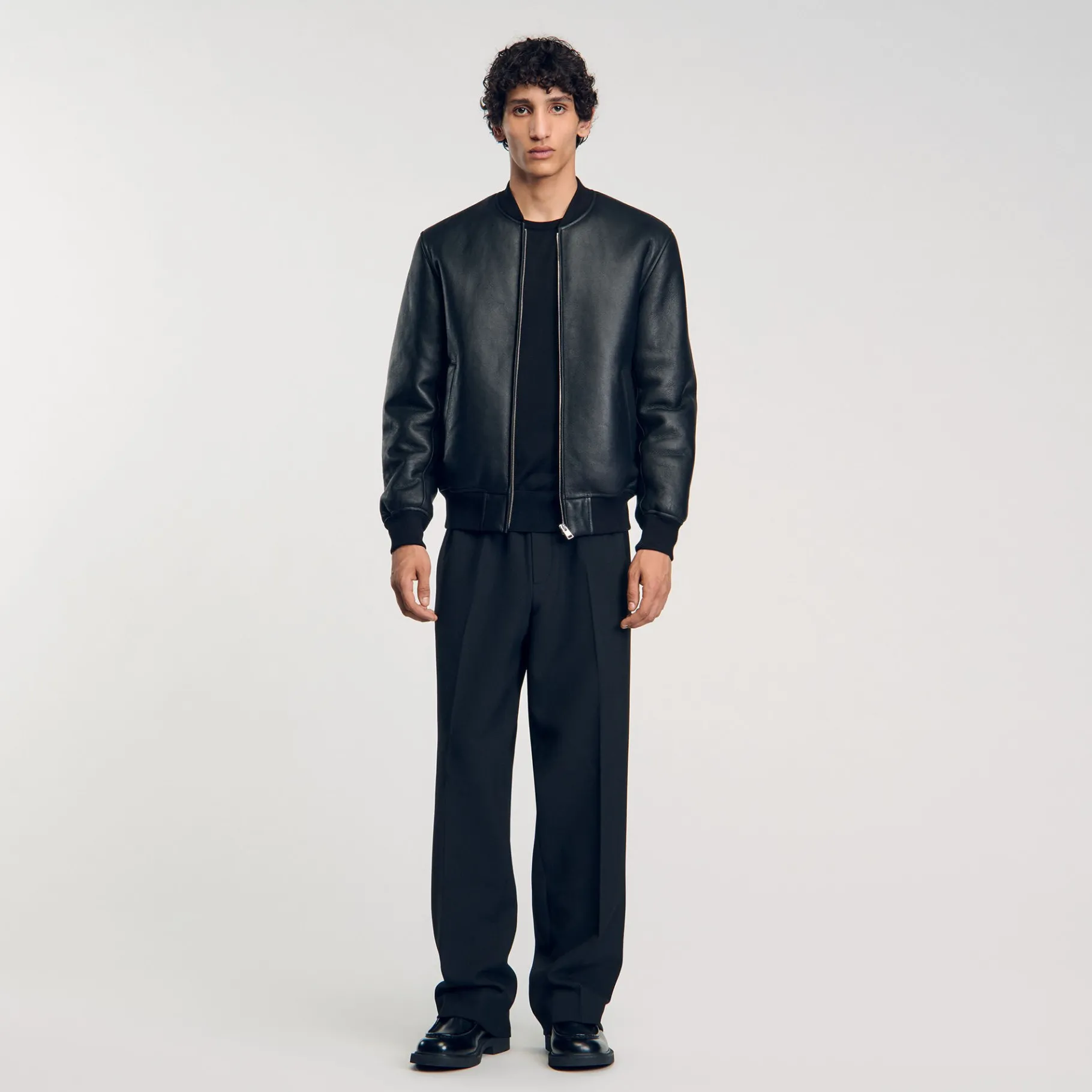 Best Sale SANDRO Bomber En Shearling Noir