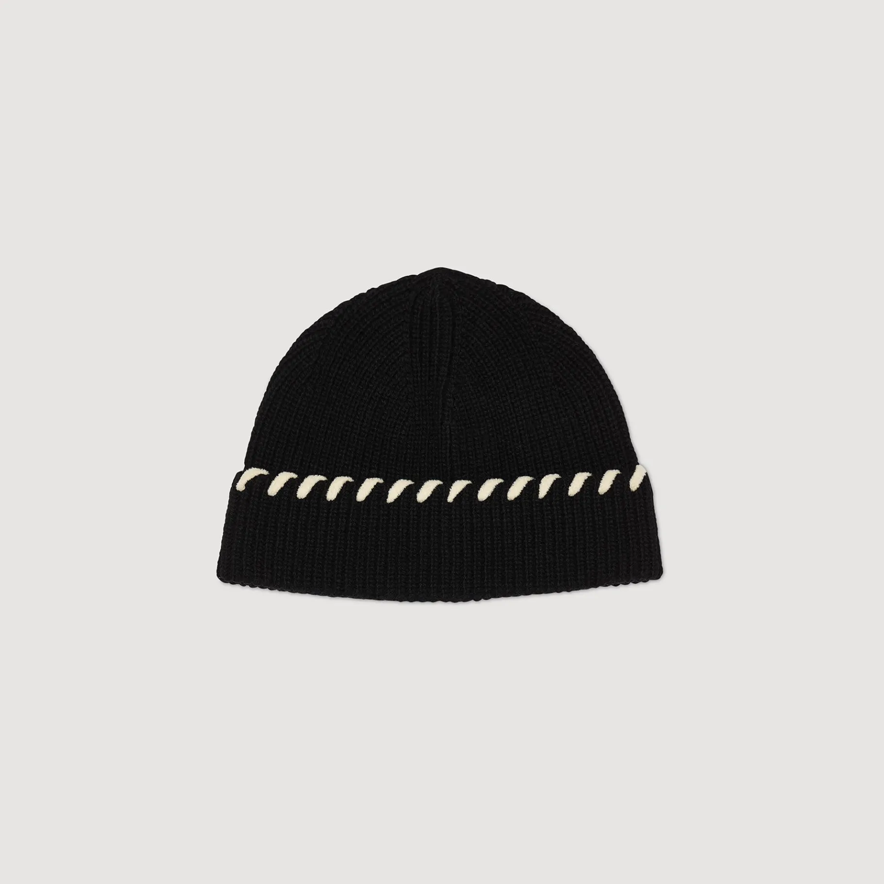 Discount SANDRO Bonnet En Maille Noir