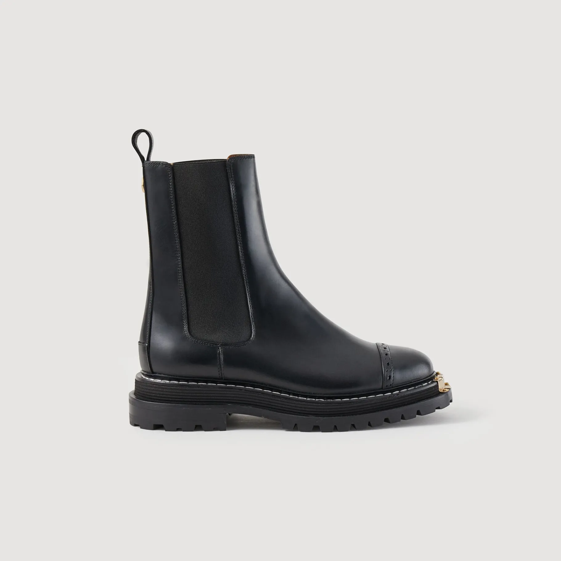 Discount SANDRO Bottines à Semelle Crantée Noir