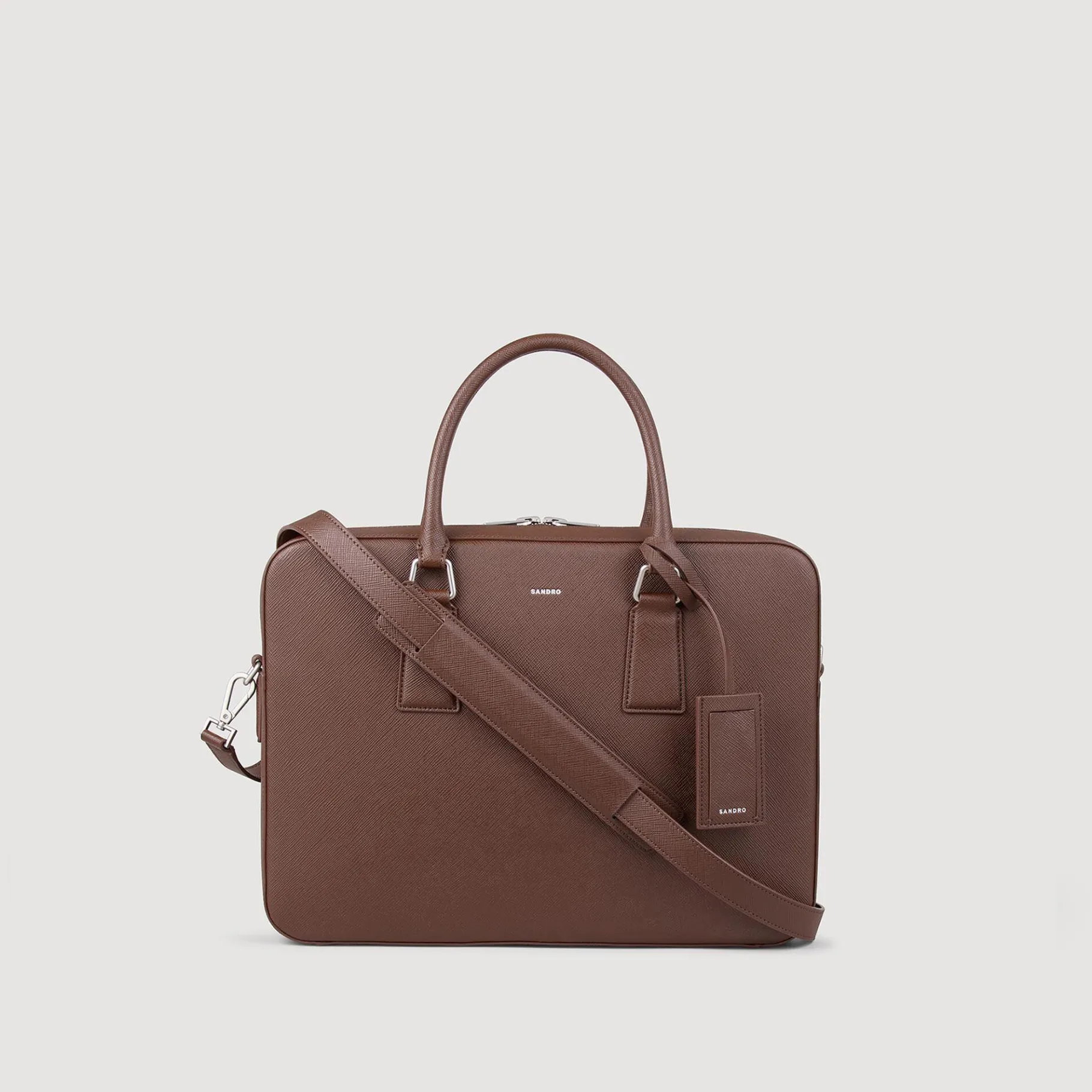 Best SANDRO Briefcase En Cuir Reconstitué Marron Foncé