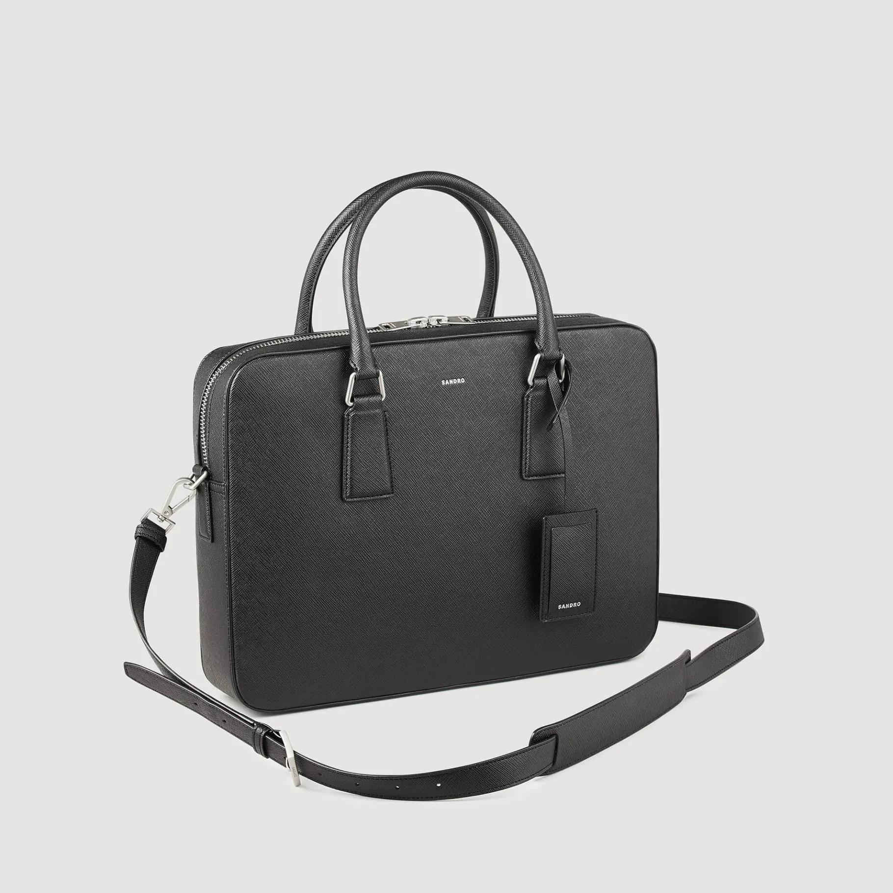 Online SANDRO Briefcase En Cuir Reconstitué Noir