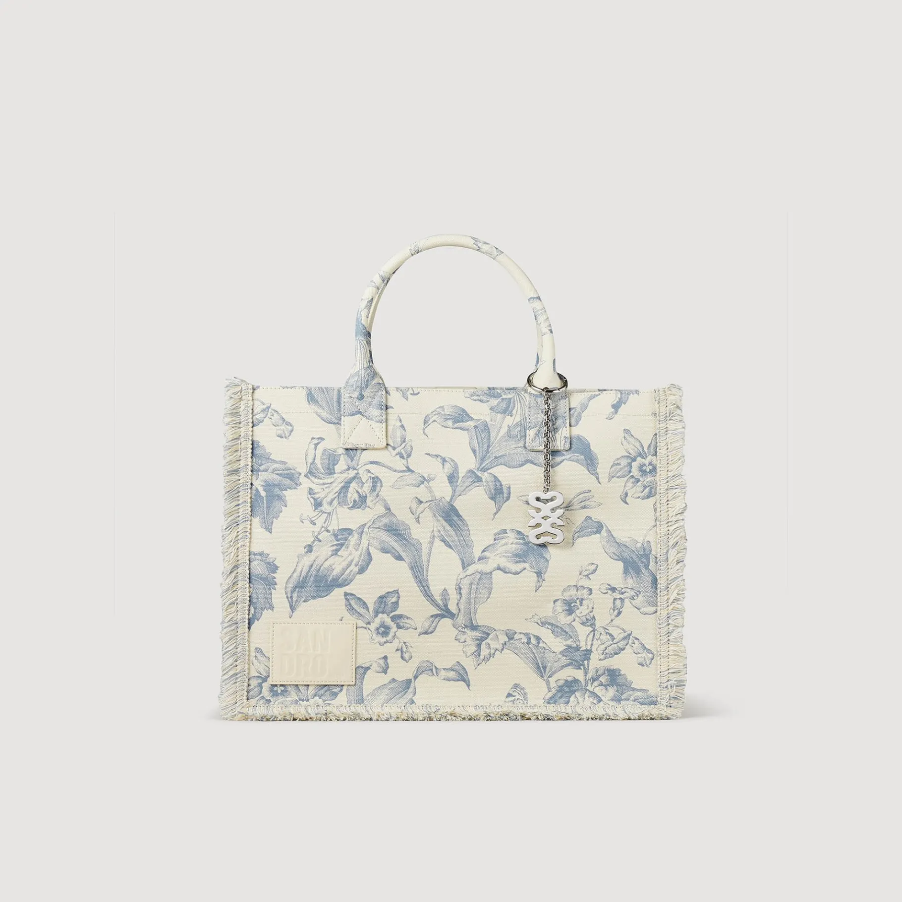 Cheap SANDRO Cabas Kasbah En Toile Imprimée Ecru / Bleu