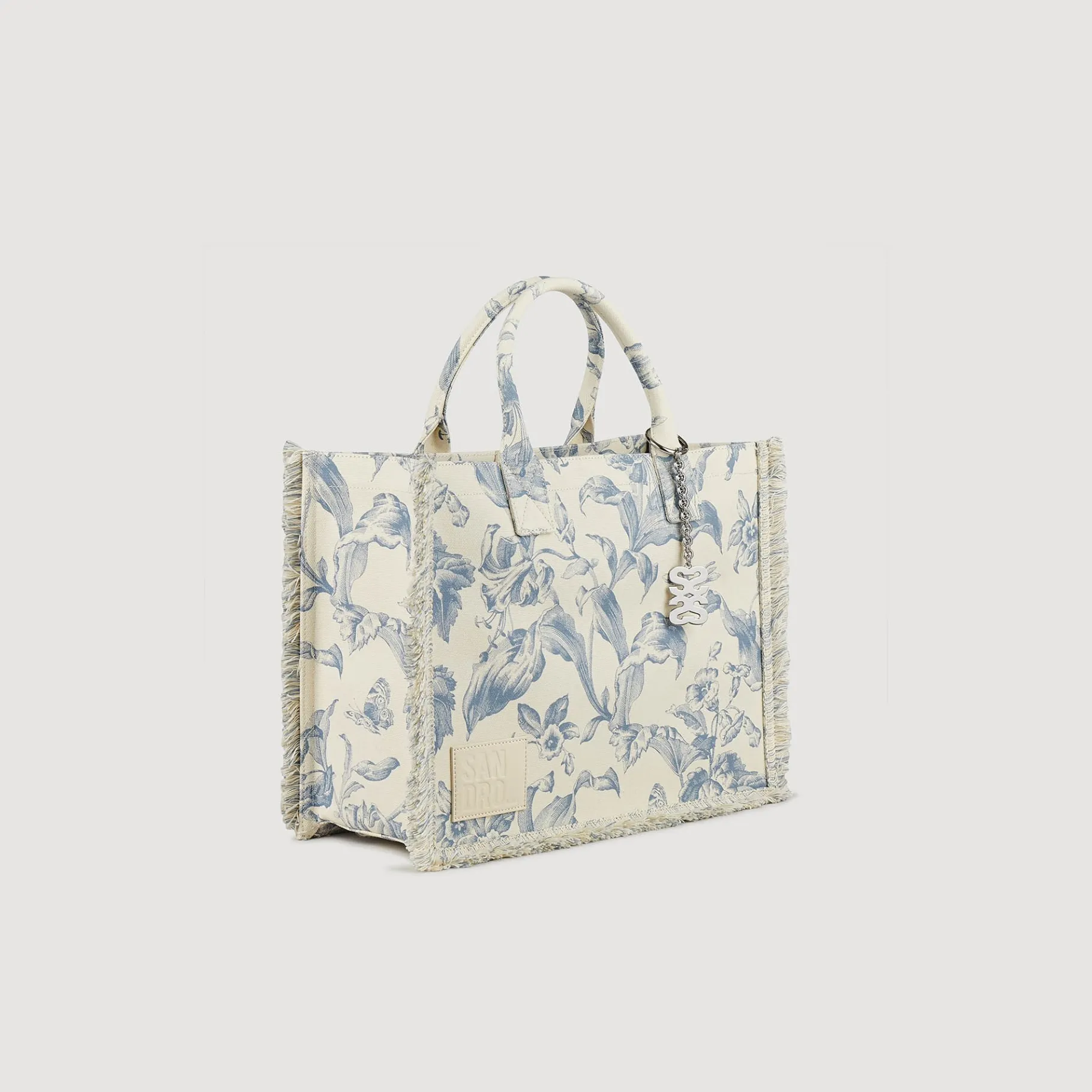 Cheap SANDRO Cabas Kasbah En Toile Imprimée Ecru / Bleu