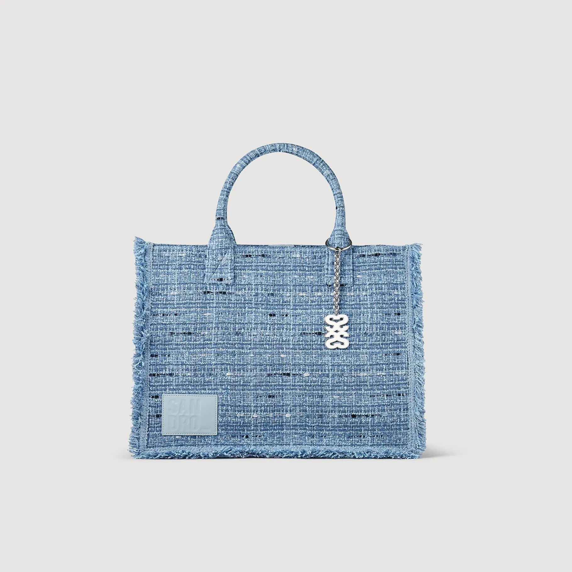 New SANDRO Cabas Kasbah En Tweed Bleu