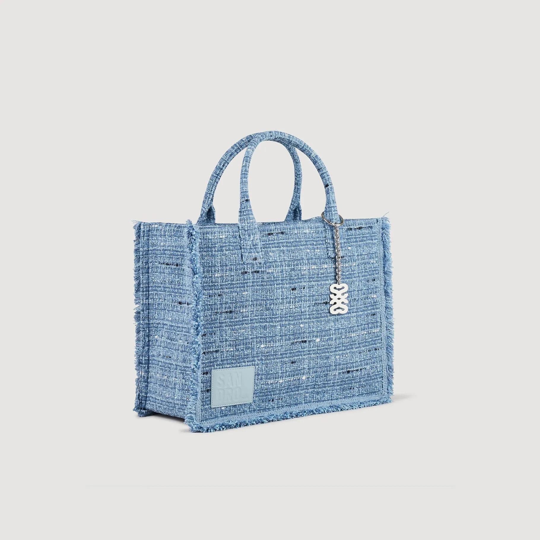 New SANDRO Cabas Kasbah En Tweed Bleu