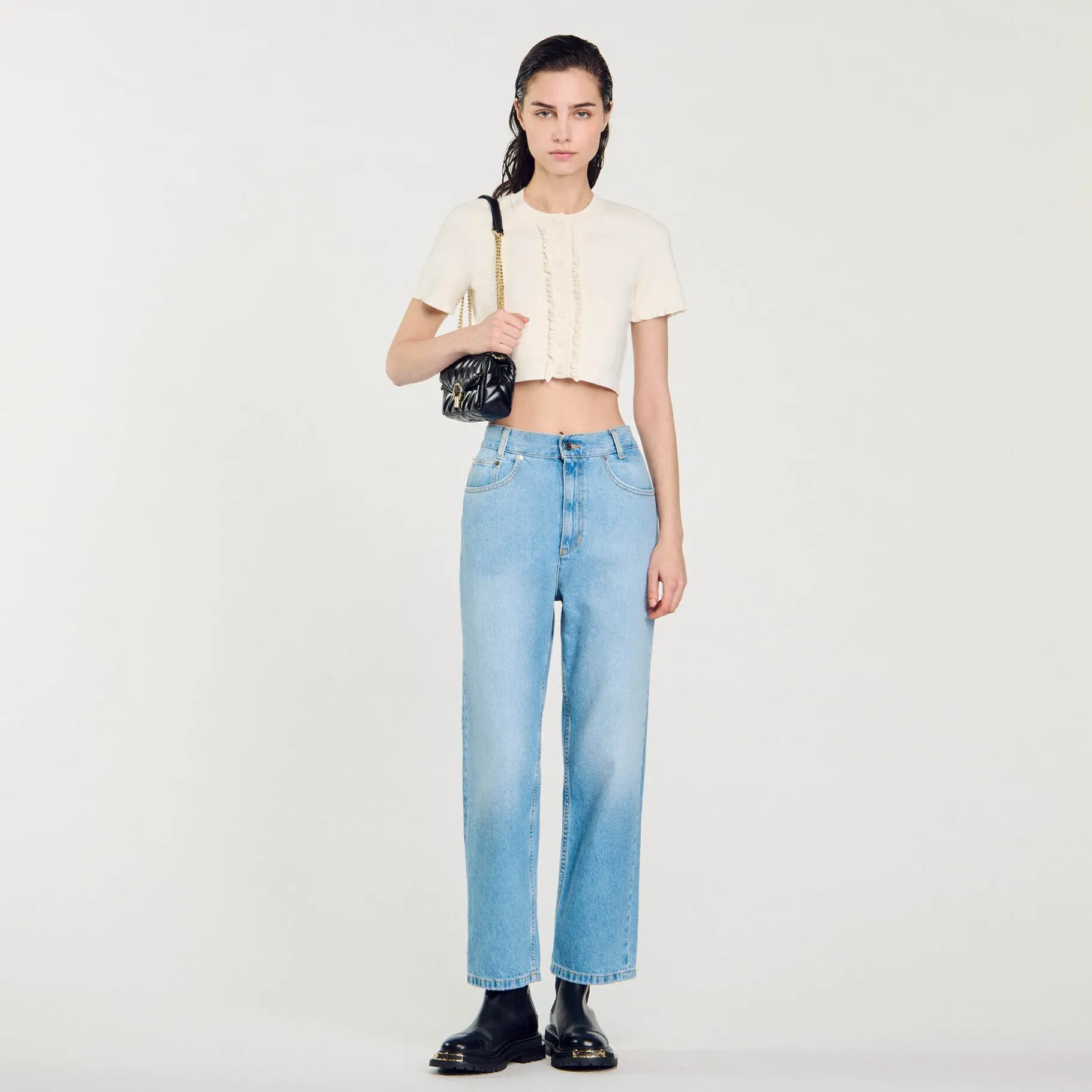 Outlet SANDRO Cardigan à Volants Ecru
