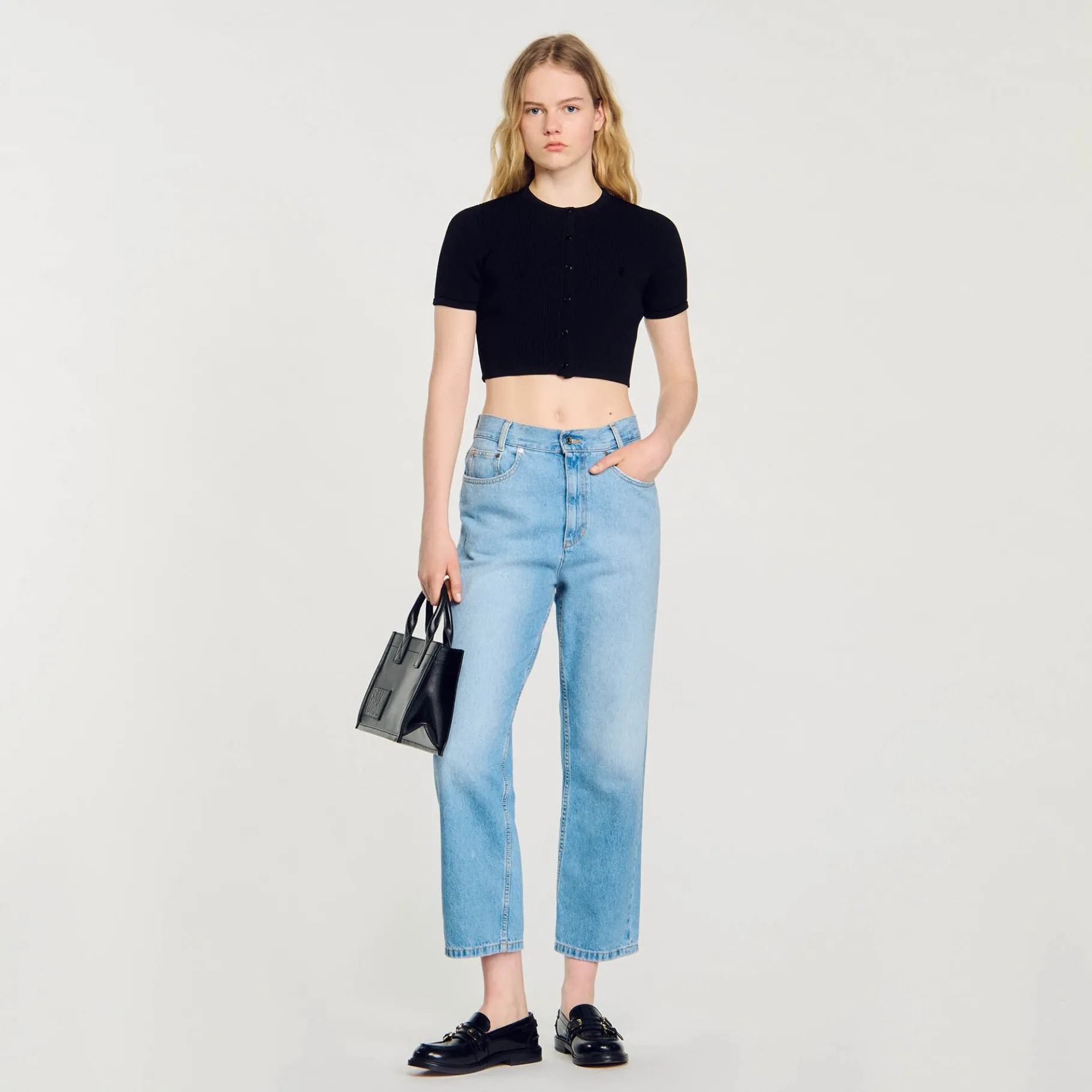 New SANDRO Cardigan Court Noir