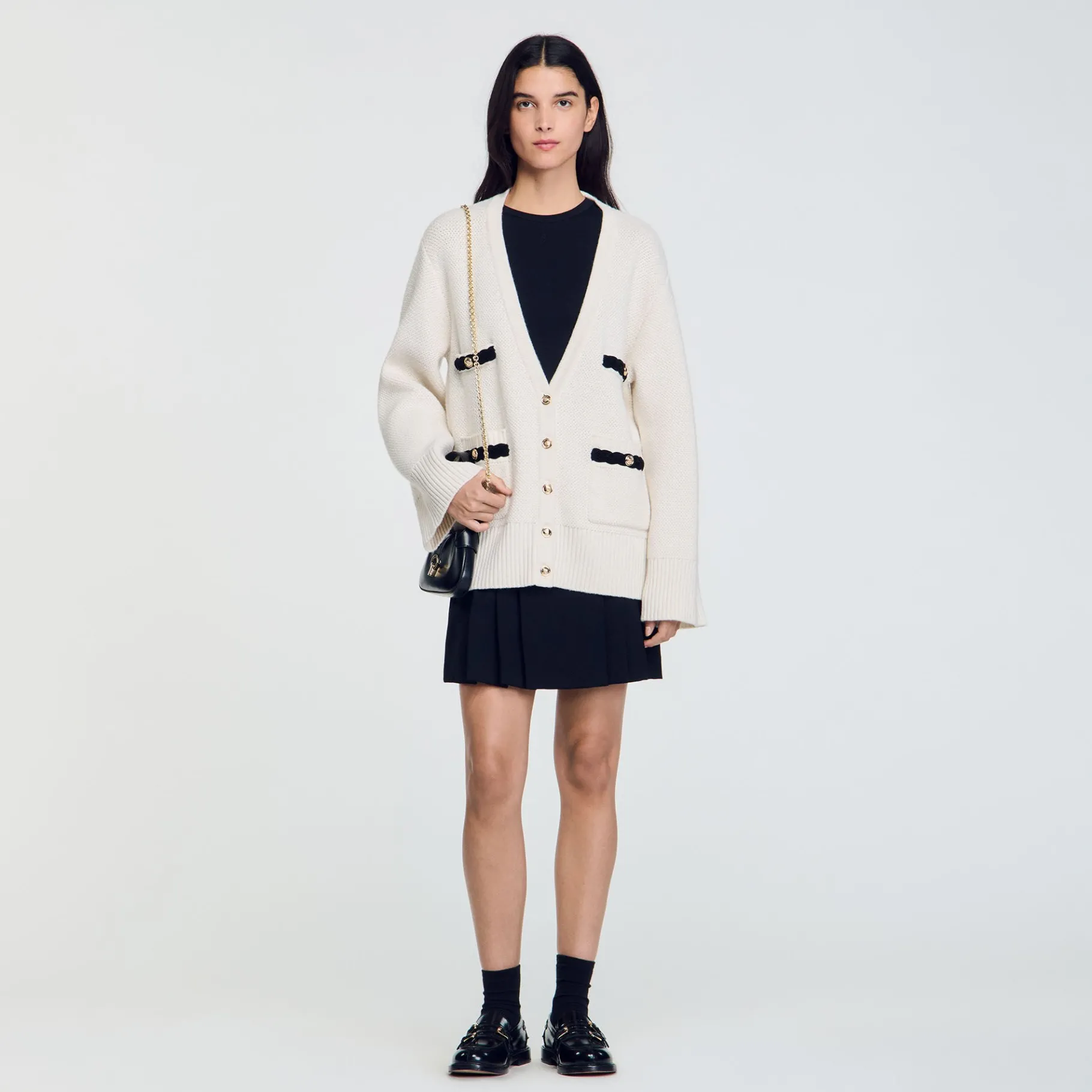 Clearance SANDRO Cardigan Long En Laine Ecru