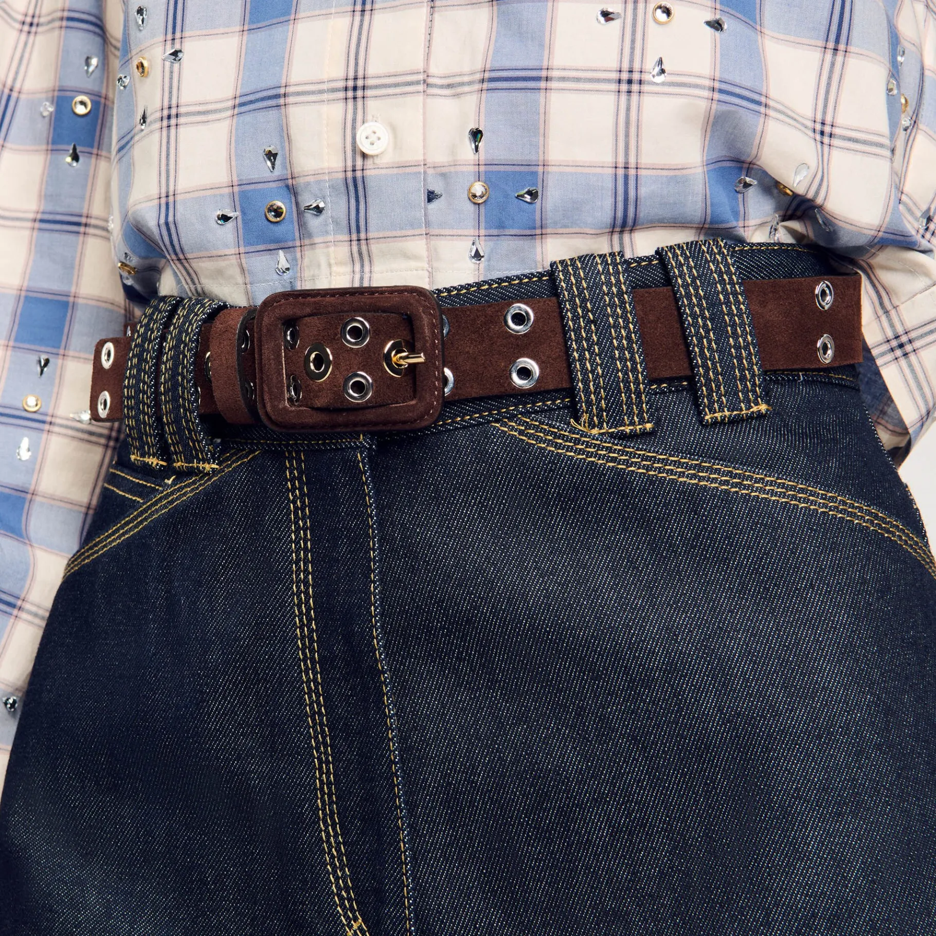 Hot SANDRO Ceinture à œillets Marron