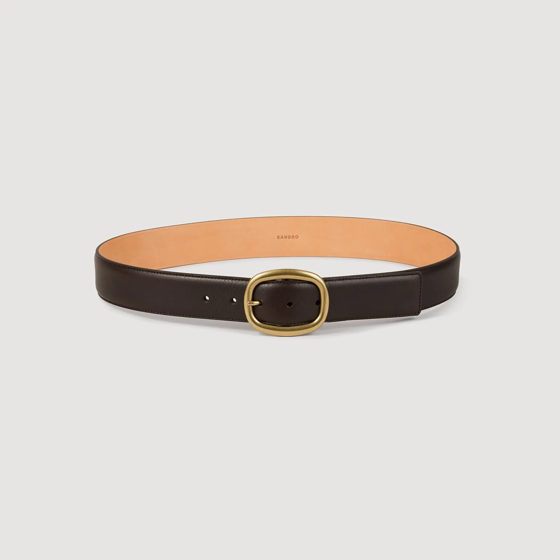 Cheap SANDRO Ceinture En Cuir Marron Foncé