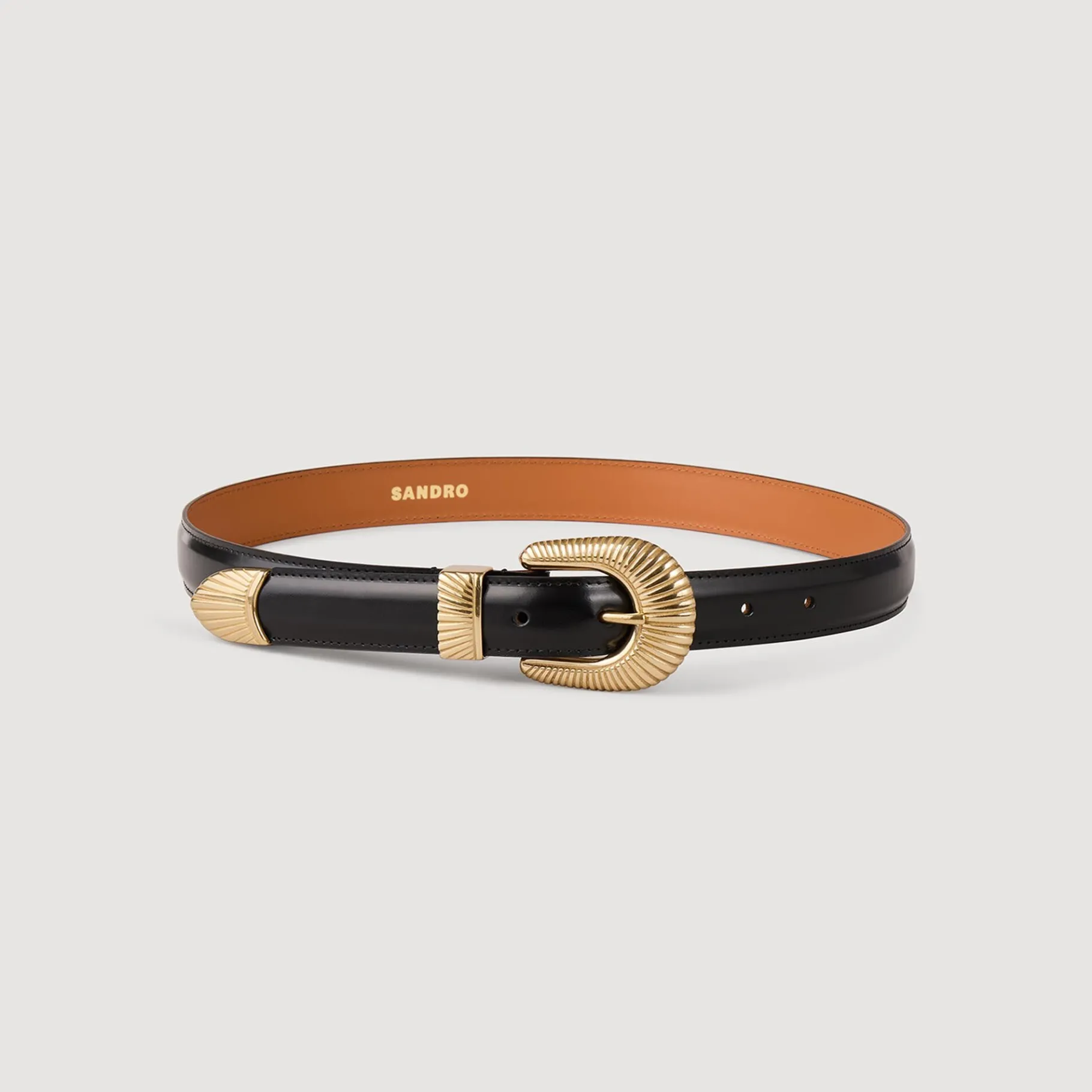Best SANDRO Ceinture En Cuir Noir