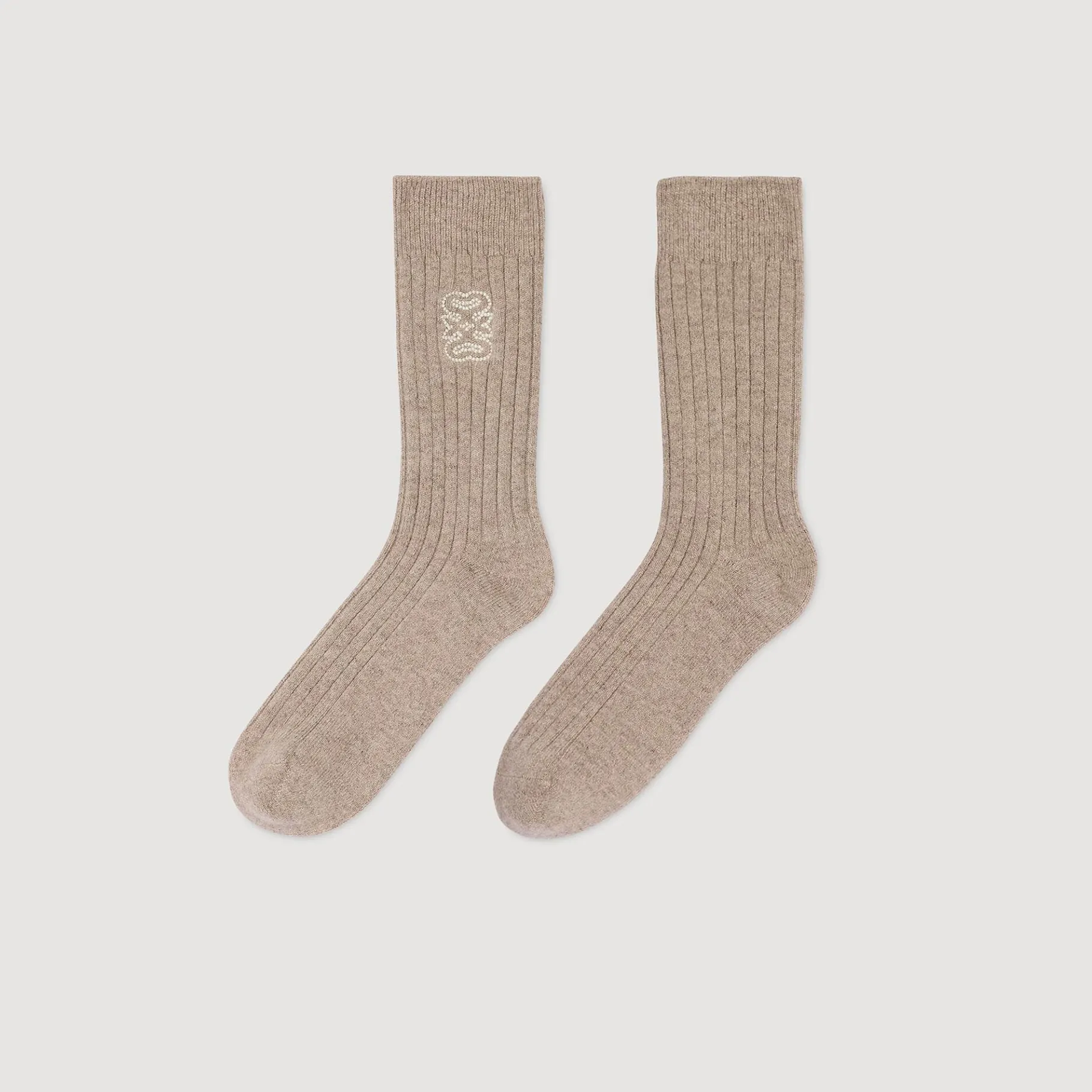 Outlet SANDRO Chaussettes Brodées Beige