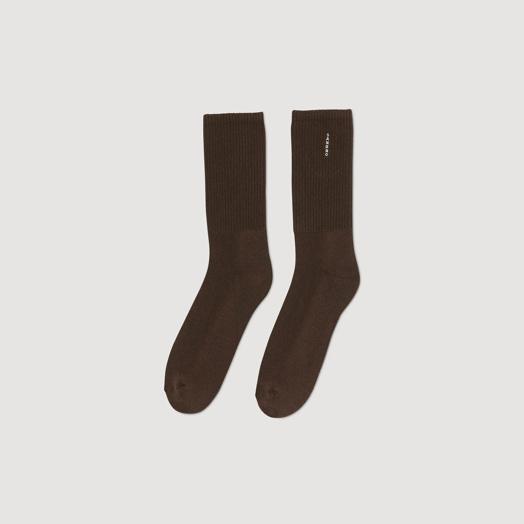 Hot SANDRO Chaussettes En Coton Marron Foncé
