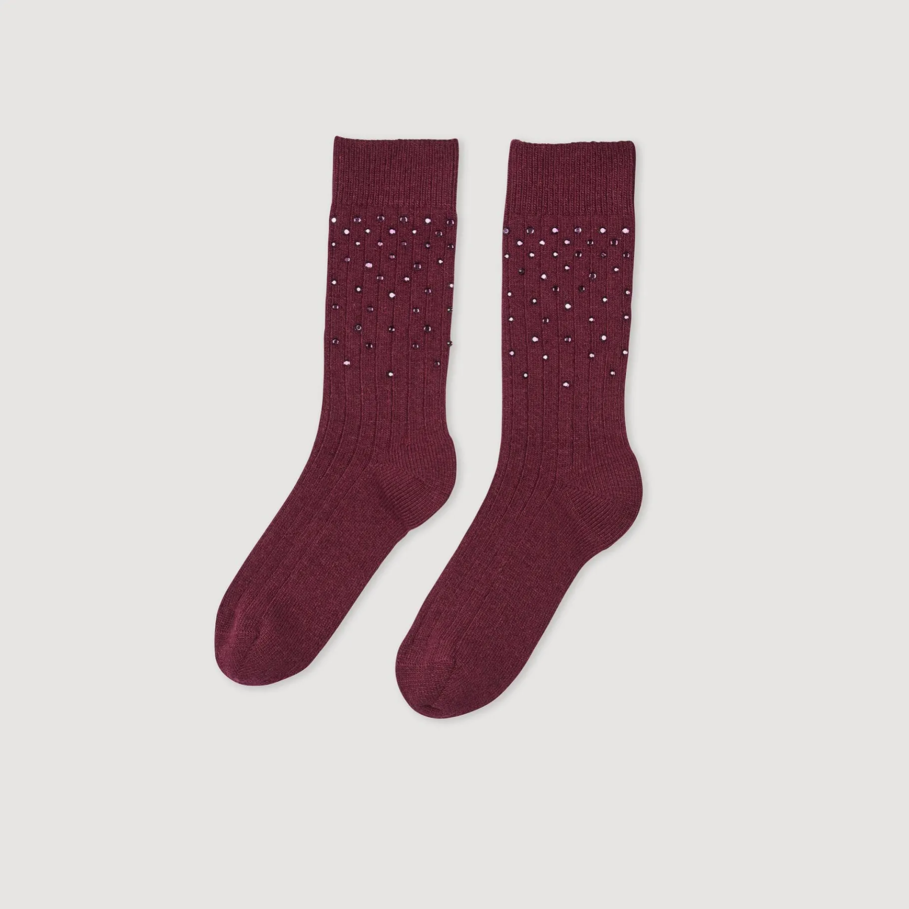 Online SANDRO Chaussettes Strassées Bordeaux
