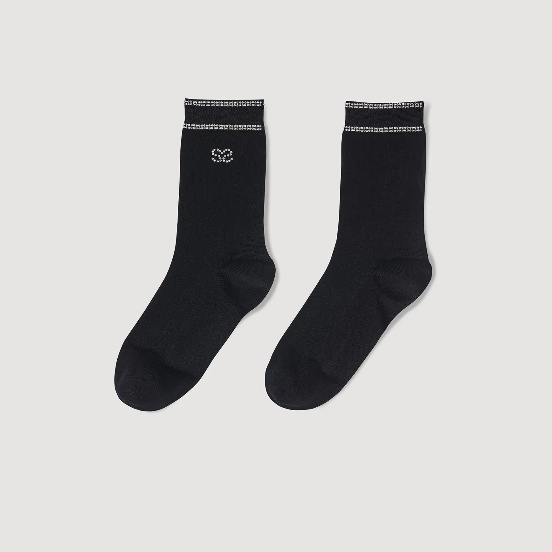 Best Sale SANDRO Chaussettes Strassées Noir