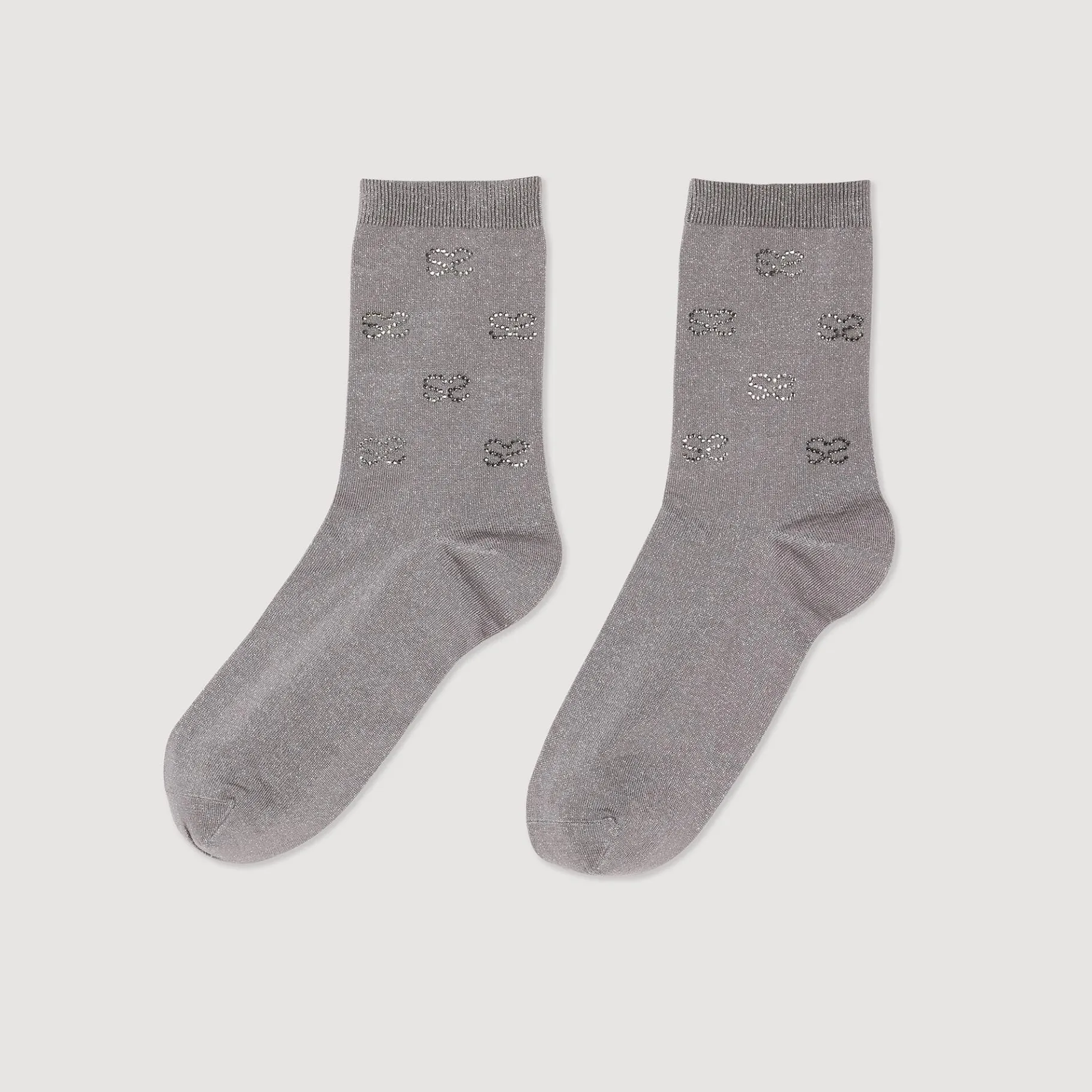 Discount SANDRO Chaussettes Strassées Gris