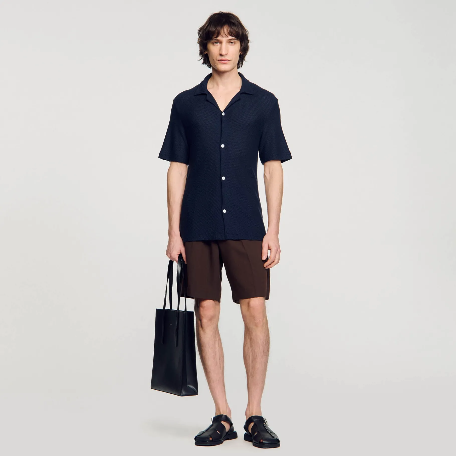 Cheap SANDRO Chemise à Col Requin Marine
