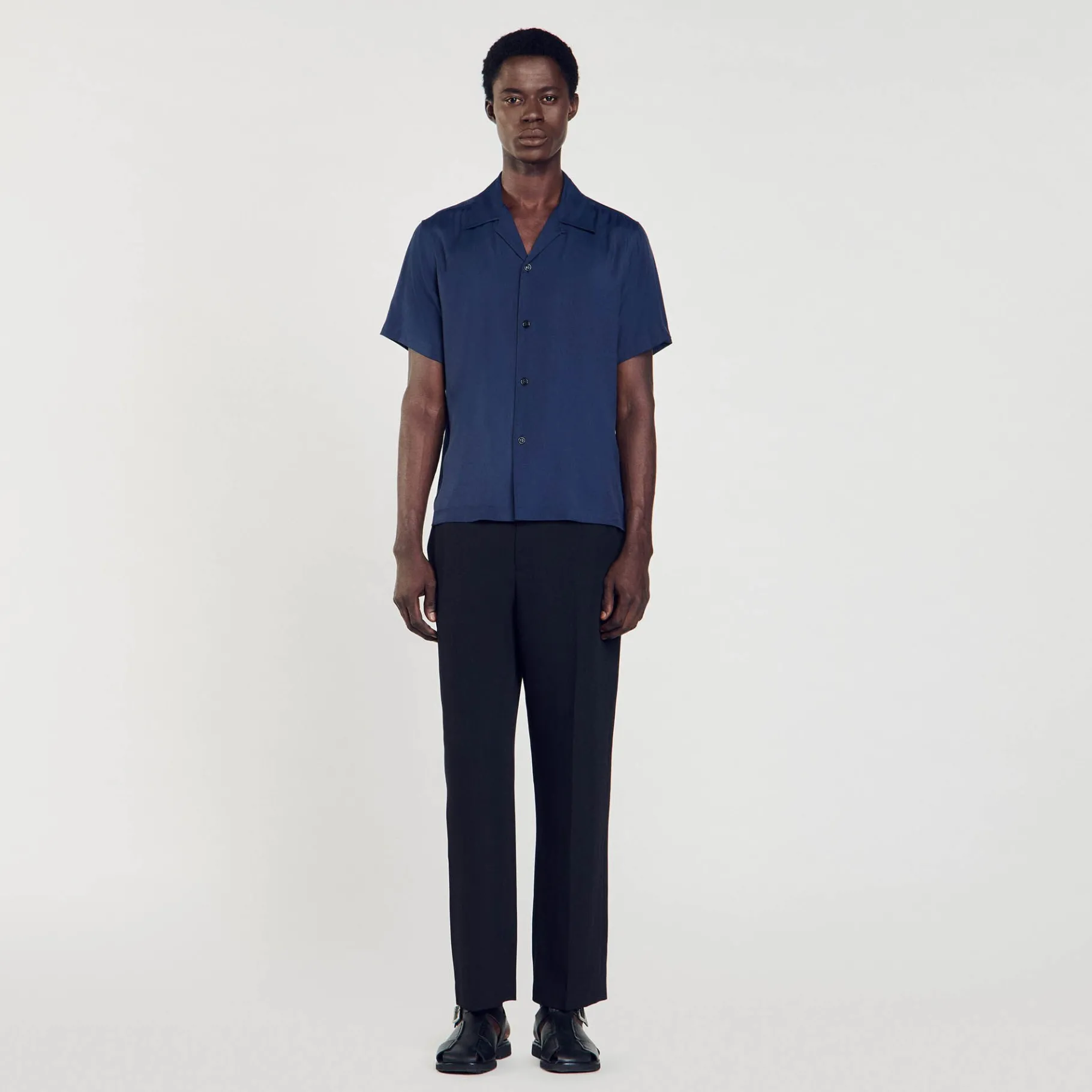Fashion SANDRO Chemise à Col Requin Marine