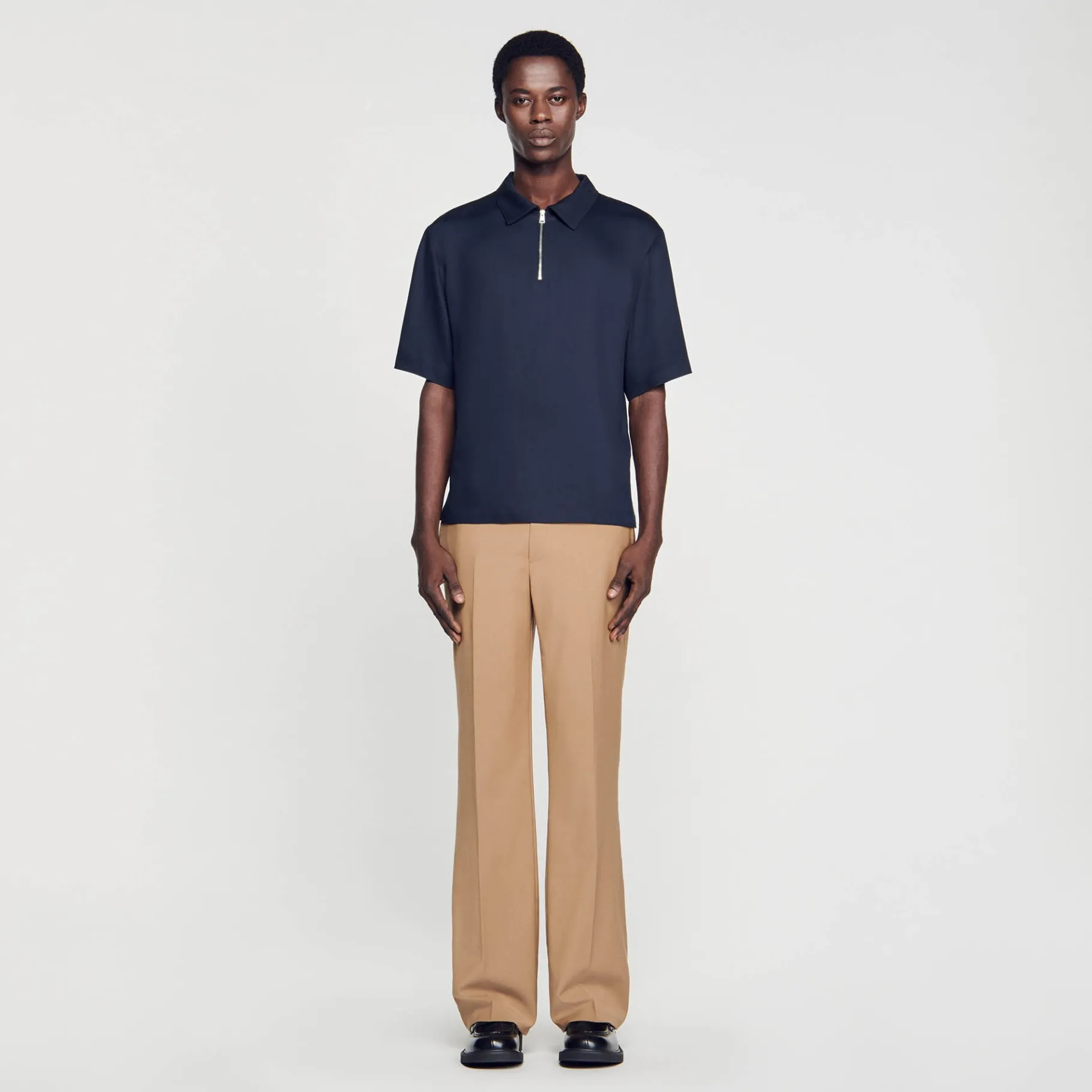 Clearance SANDRO Chemise à Col Zippé Marine