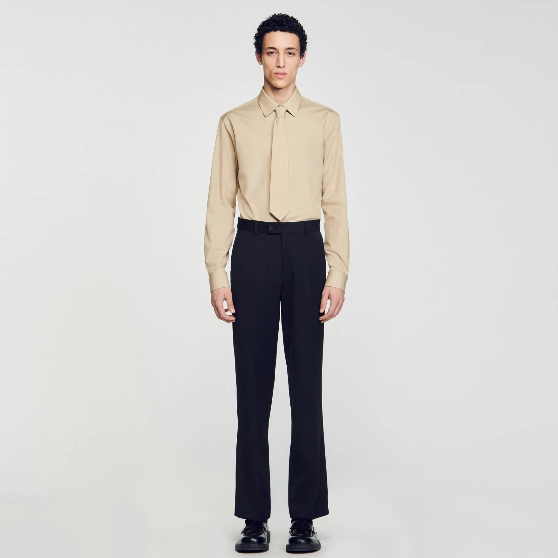 Best SANDRO Chemise à Manches Longues Beige