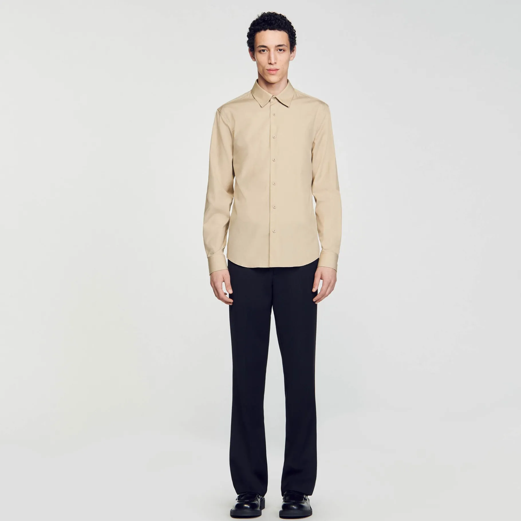 Best SANDRO Chemise à Manches Longues Beige