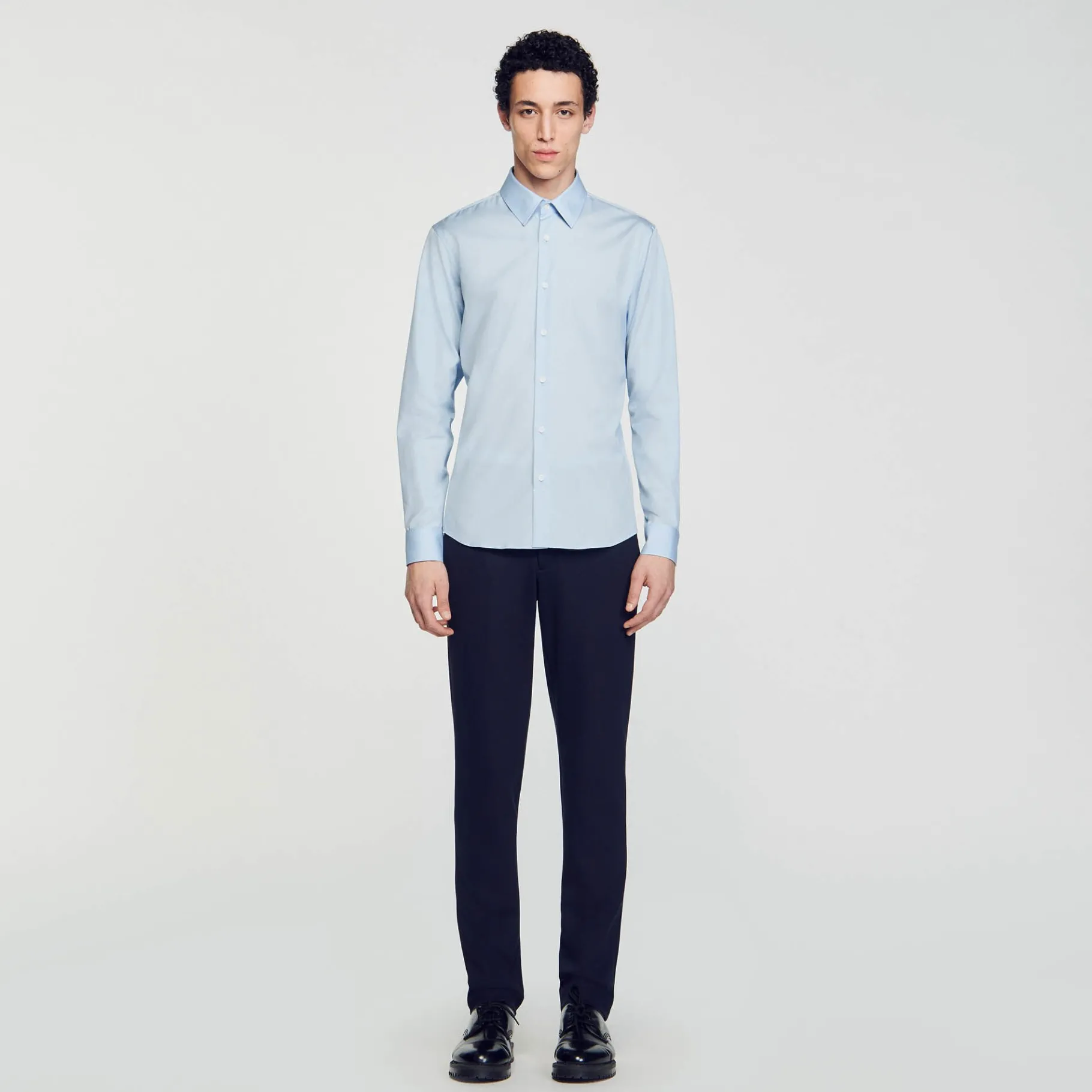 New SANDRO Chemise à Manches Longues Bleu Ciel