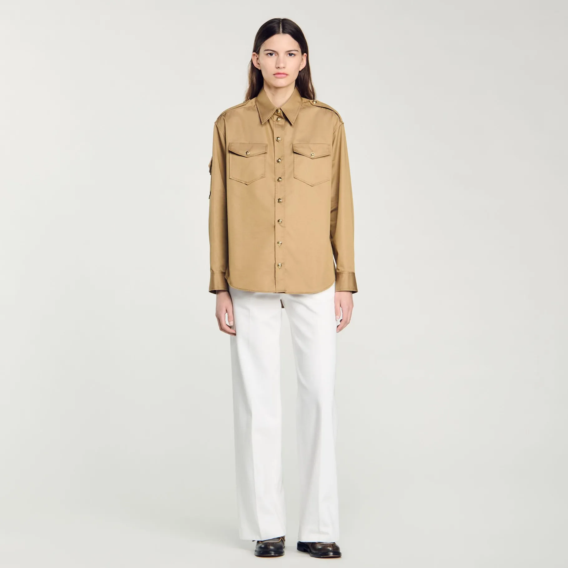 Shop SANDRO Chemise à Poches Camel