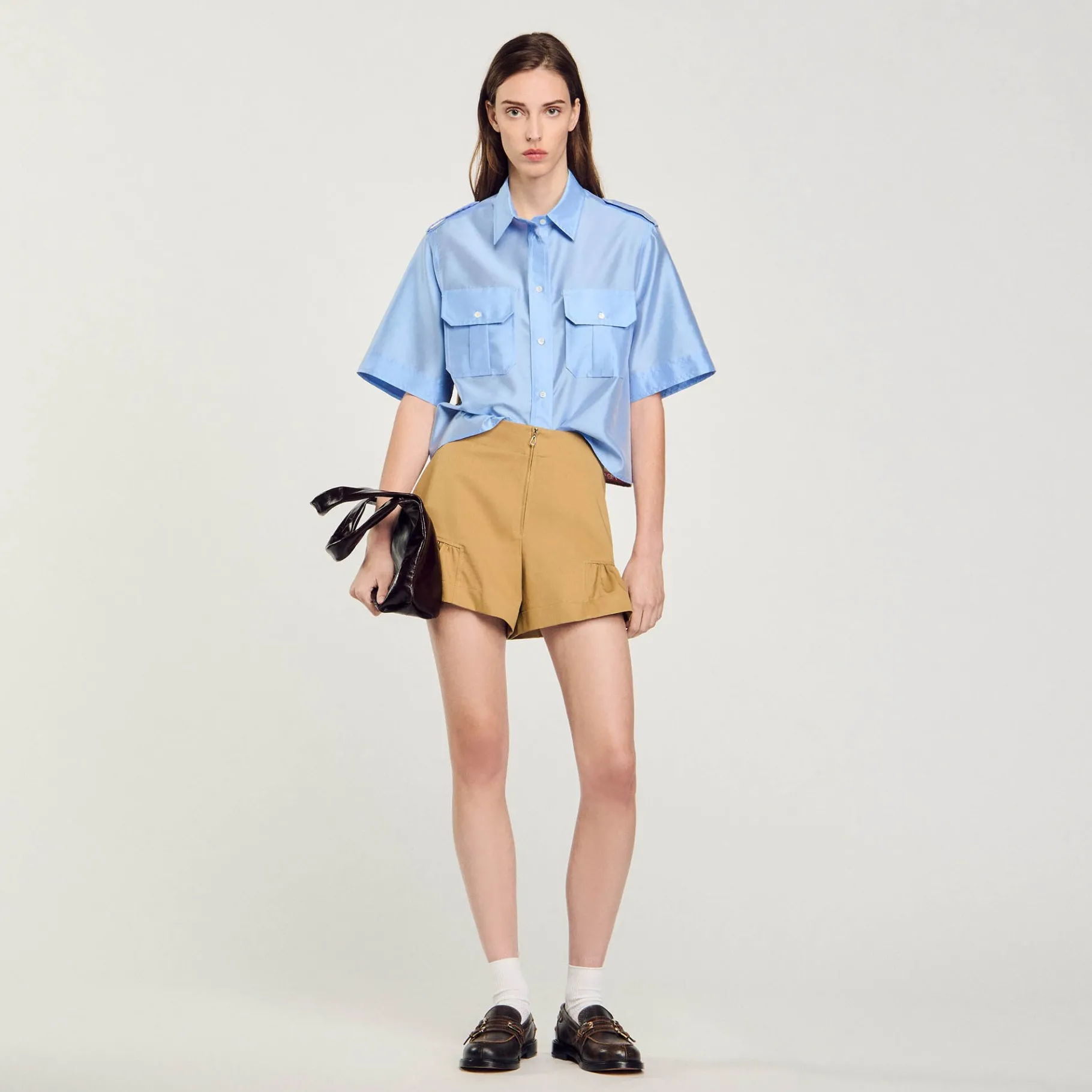 Cheap SANDRO Chemise Bimatières Bleu Ciel