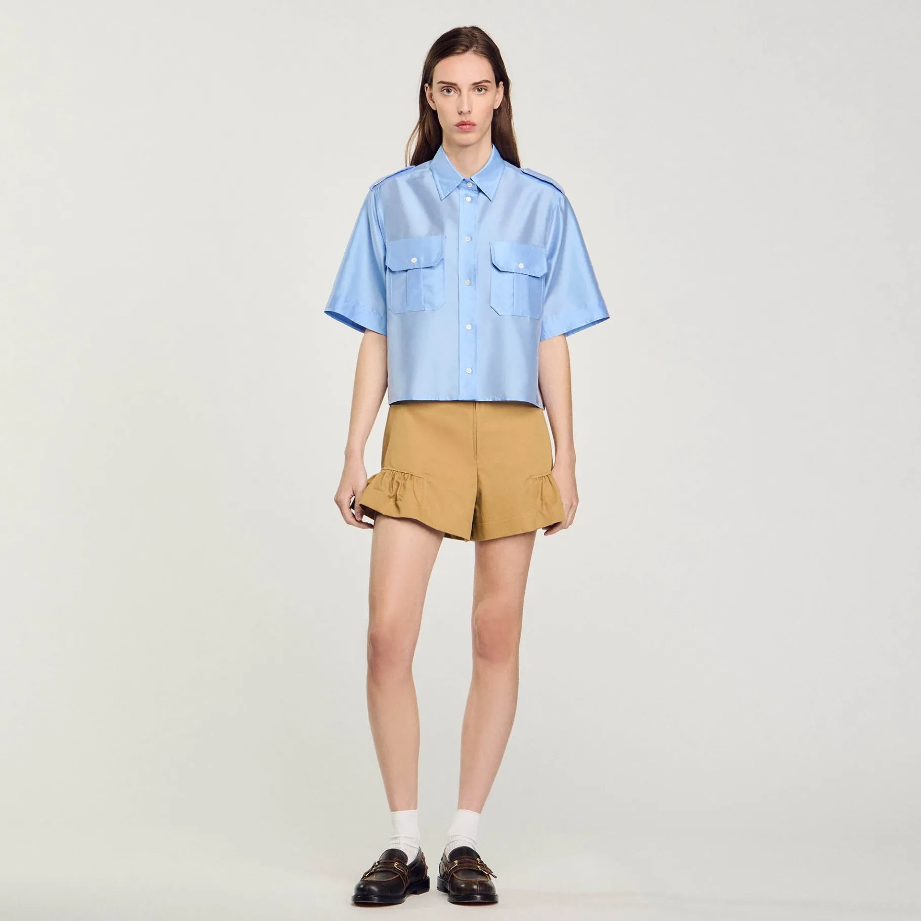 Cheap SANDRO Chemise Bimatières Bleu Ciel
