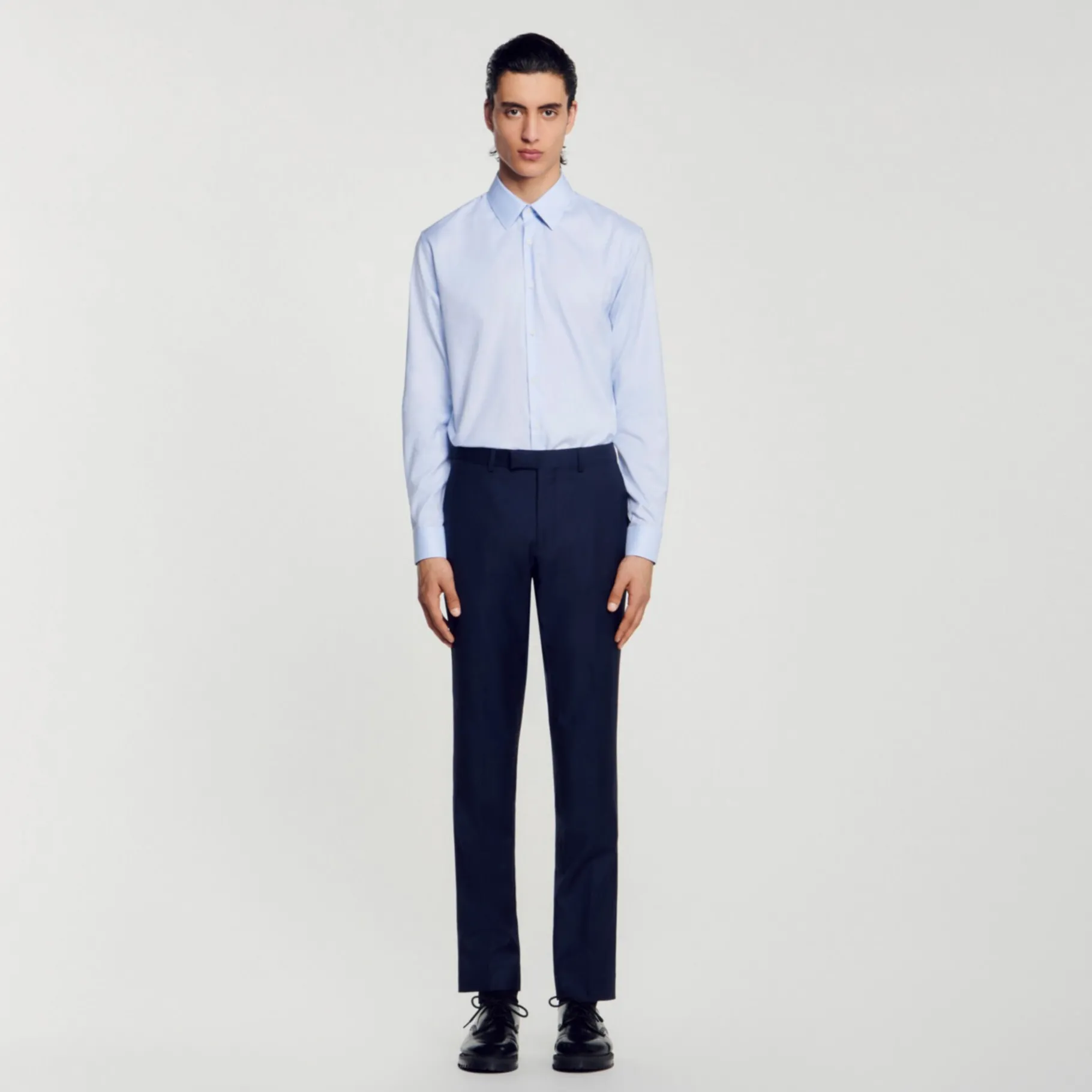 Shop SANDRO Chemise Coupe Classique En Coton Bleu Ciel