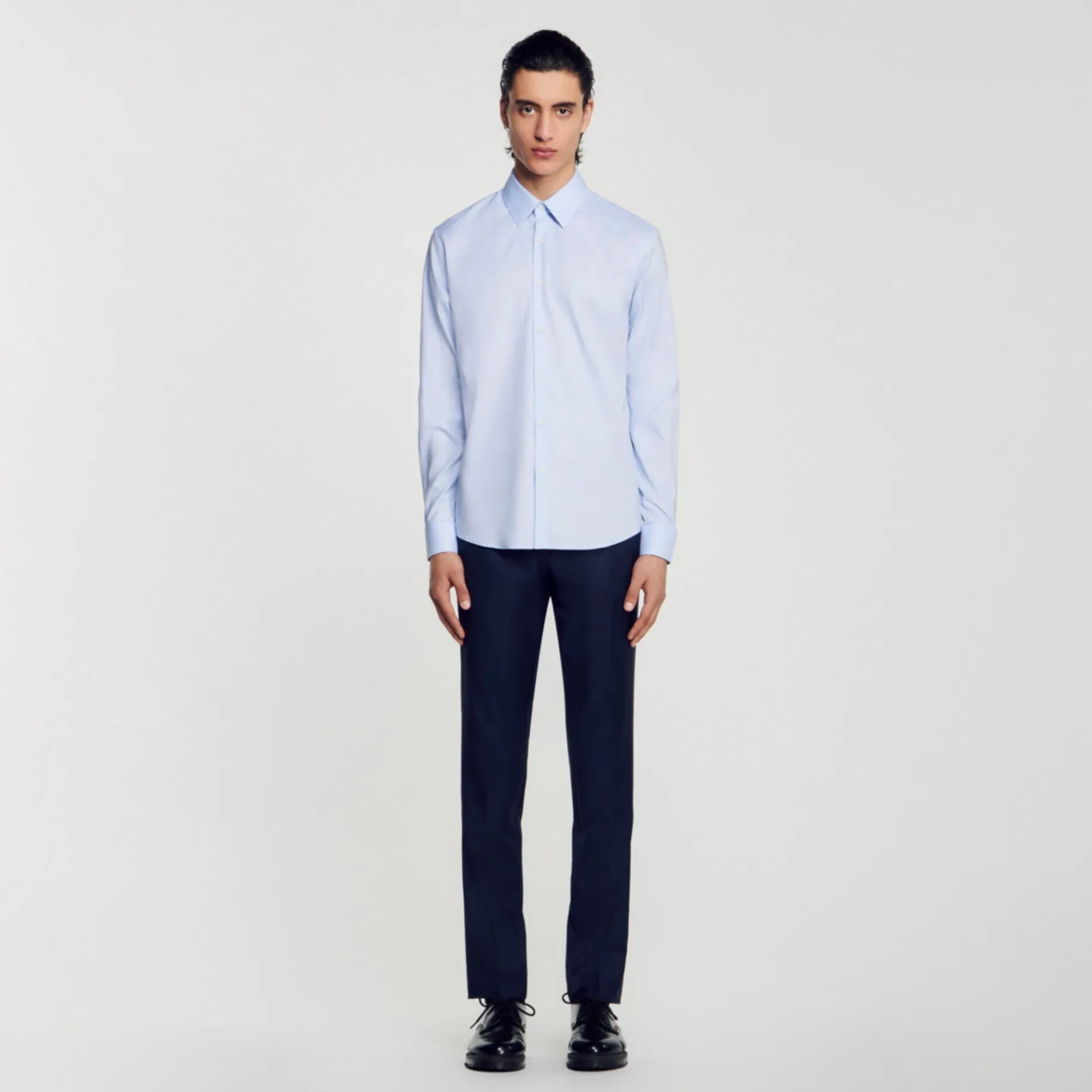 Shop SANDRO Chemise Coupe Classique En Coton Bleu Ciel